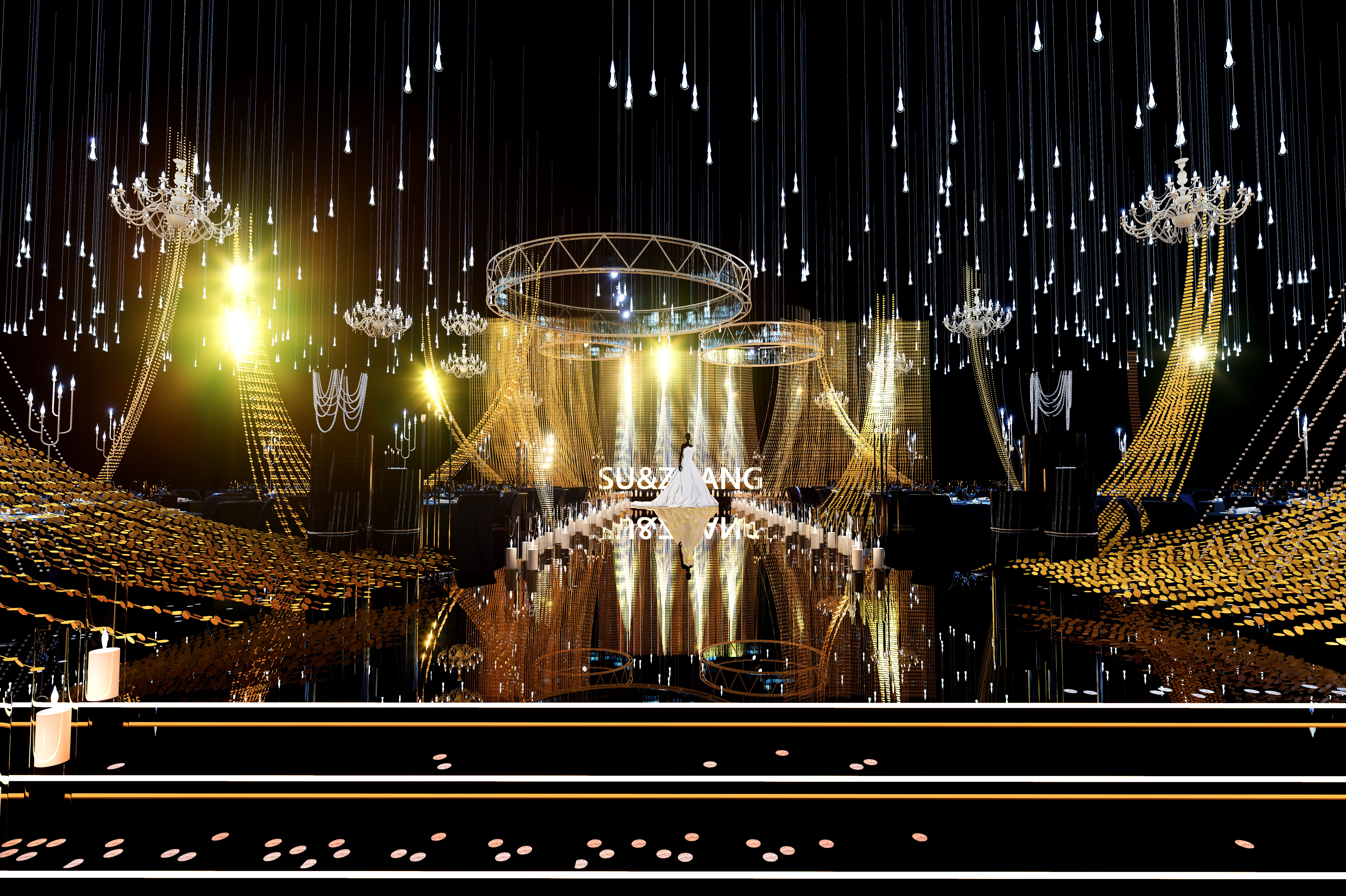 黑金水晶婚礼宴会厅丨中国滨州丨鱼米设计-0