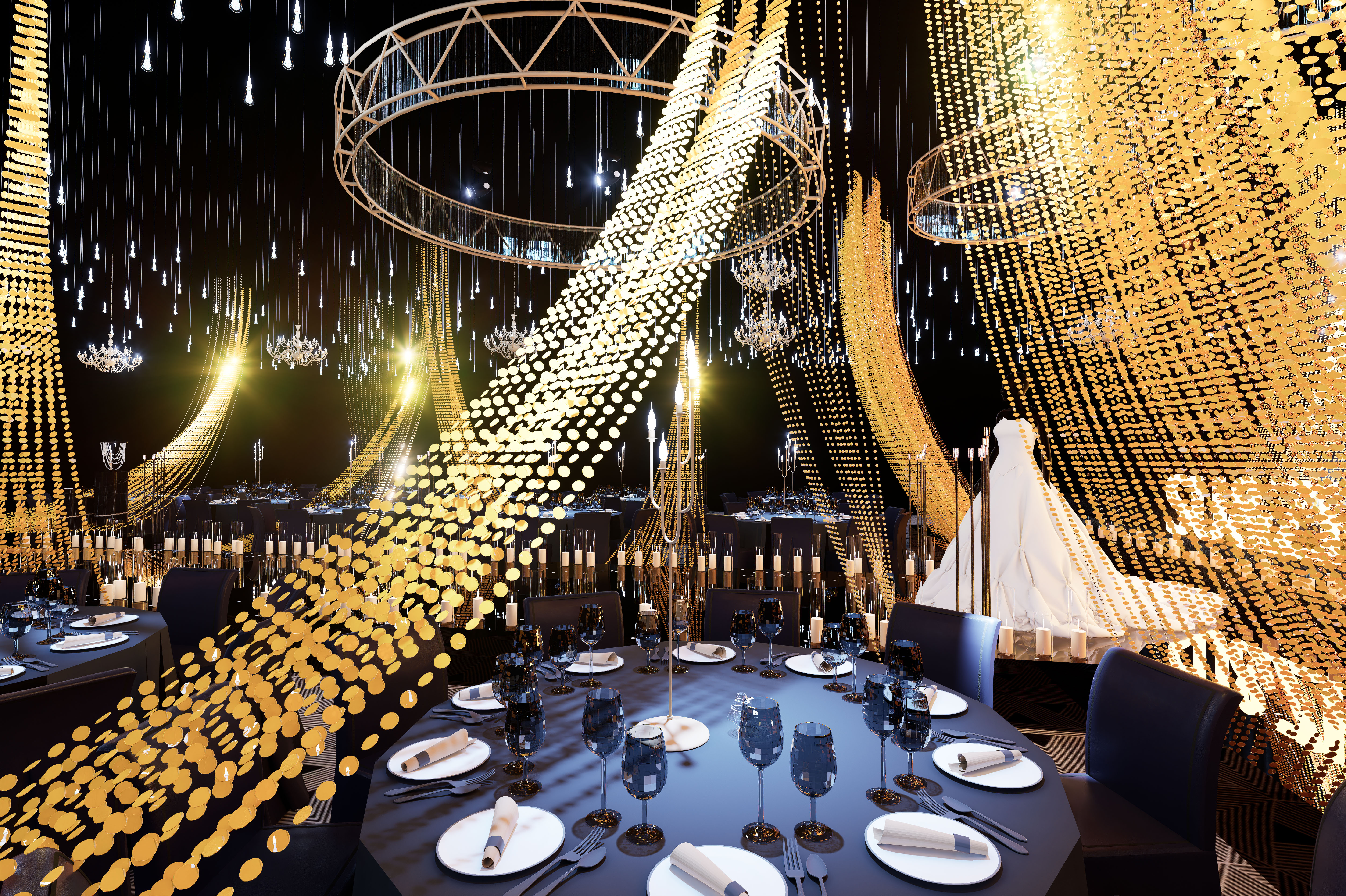 黑金水晶婚礼宴会厅丨中国滨州丨鱼米设计-1