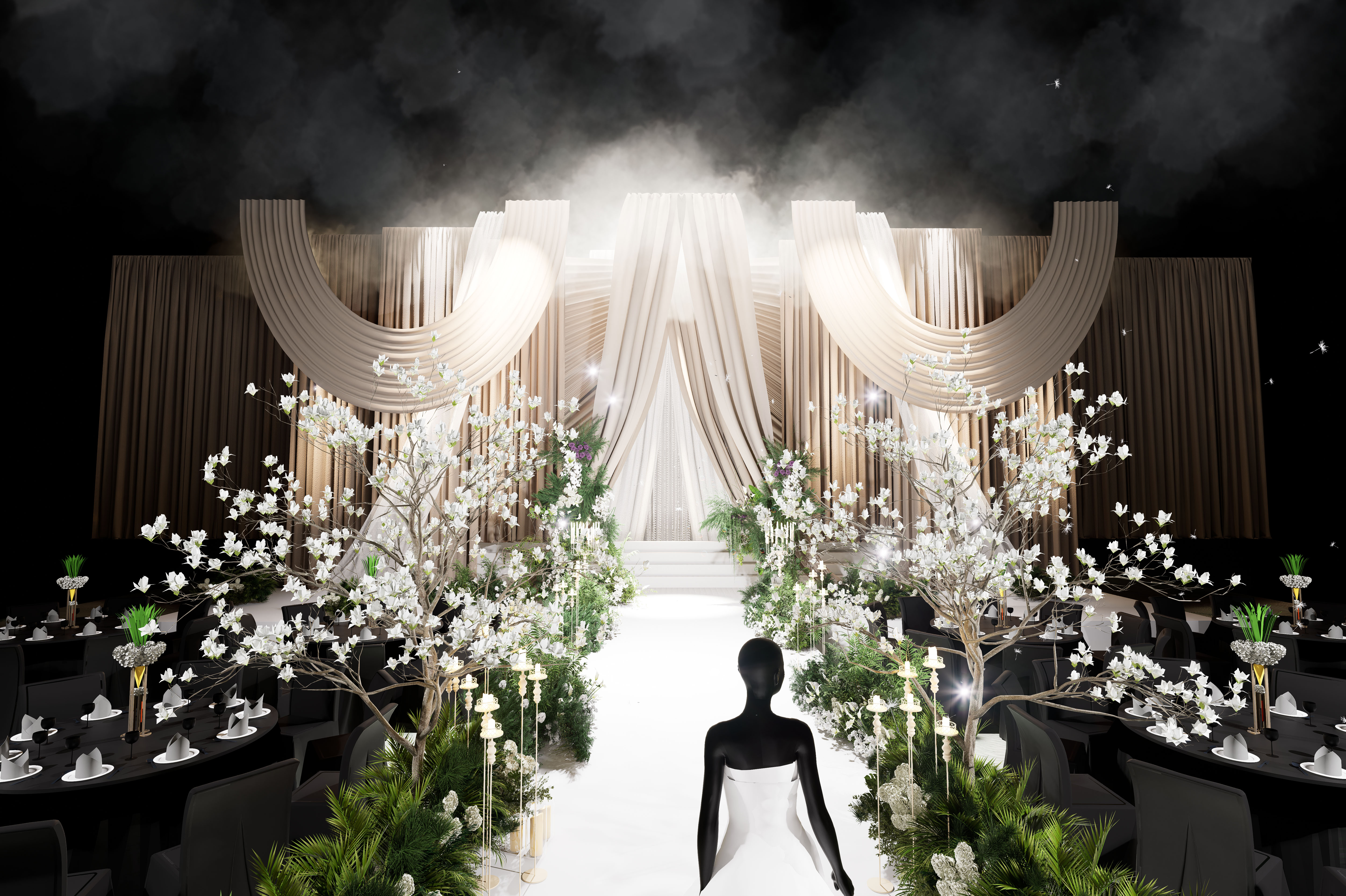 布幔婚礼宴会厅丨中国滨州丨鱼米设计-2