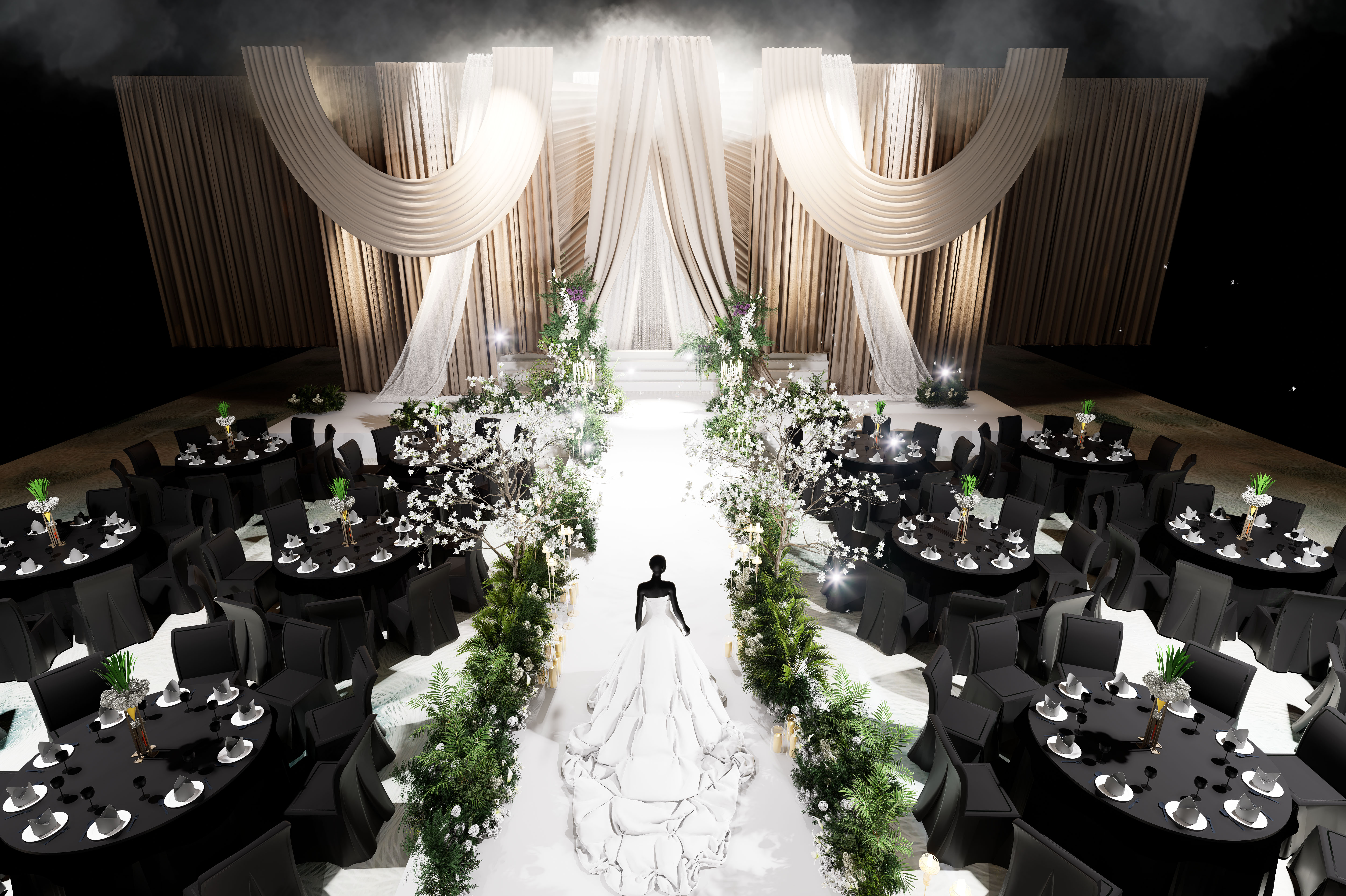 布幔婚礼宴会厅丨中国滨州丨鱼米设计-3