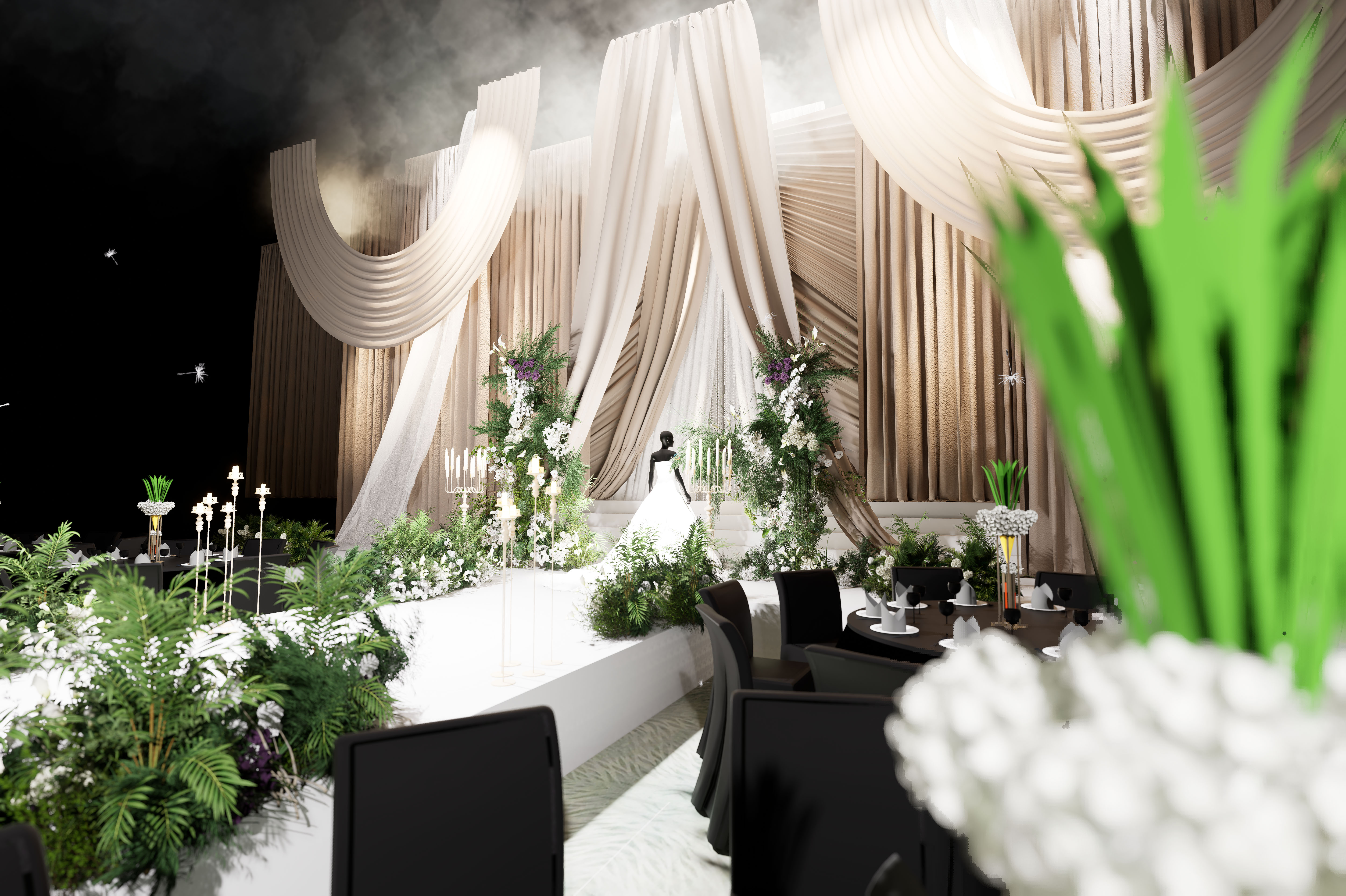 布幔婚礼宴会厅丨中国滨州丨鱼米设计-4