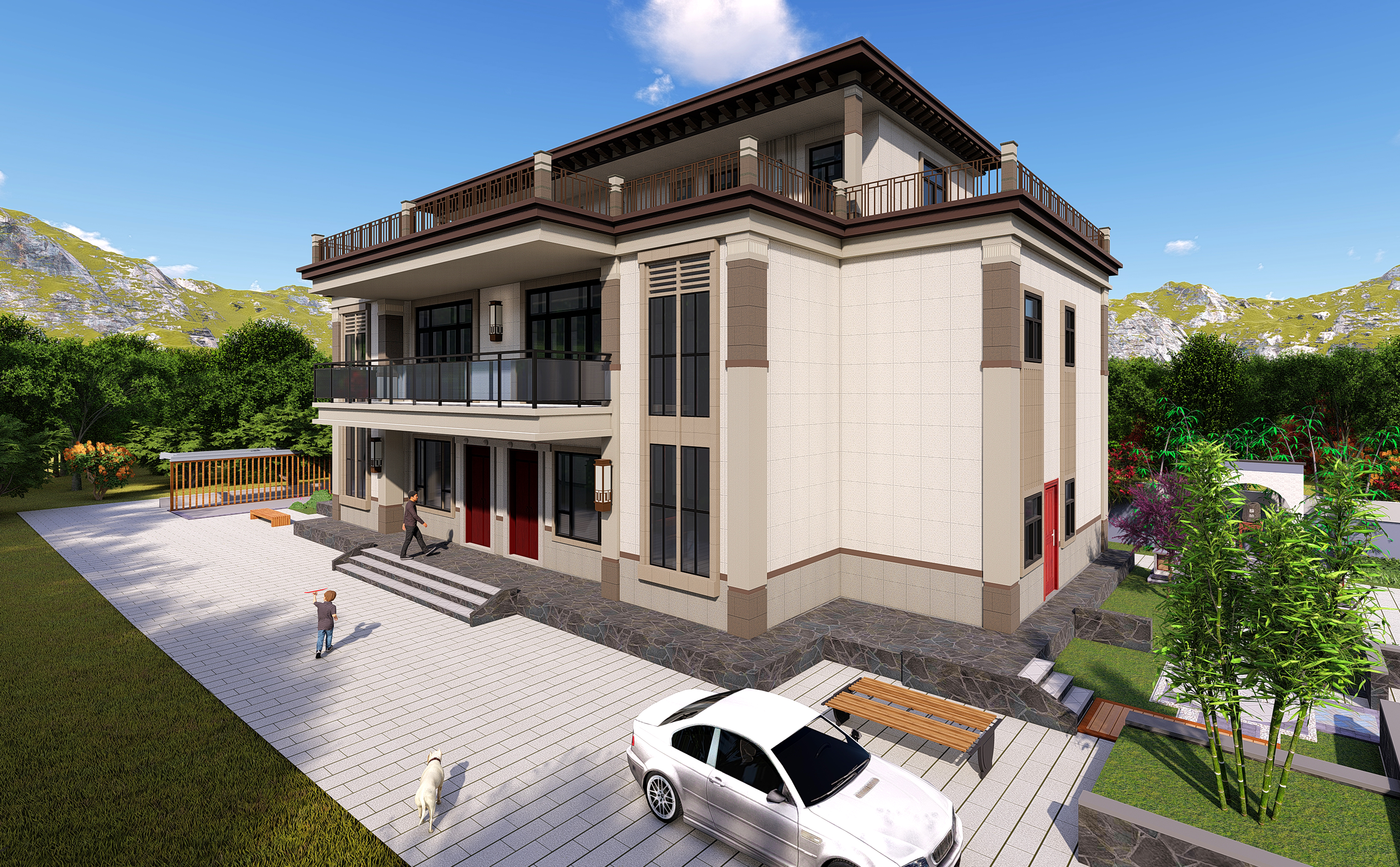 新中式别墅外观设计丨中国广州丨丰云设计工作室-1