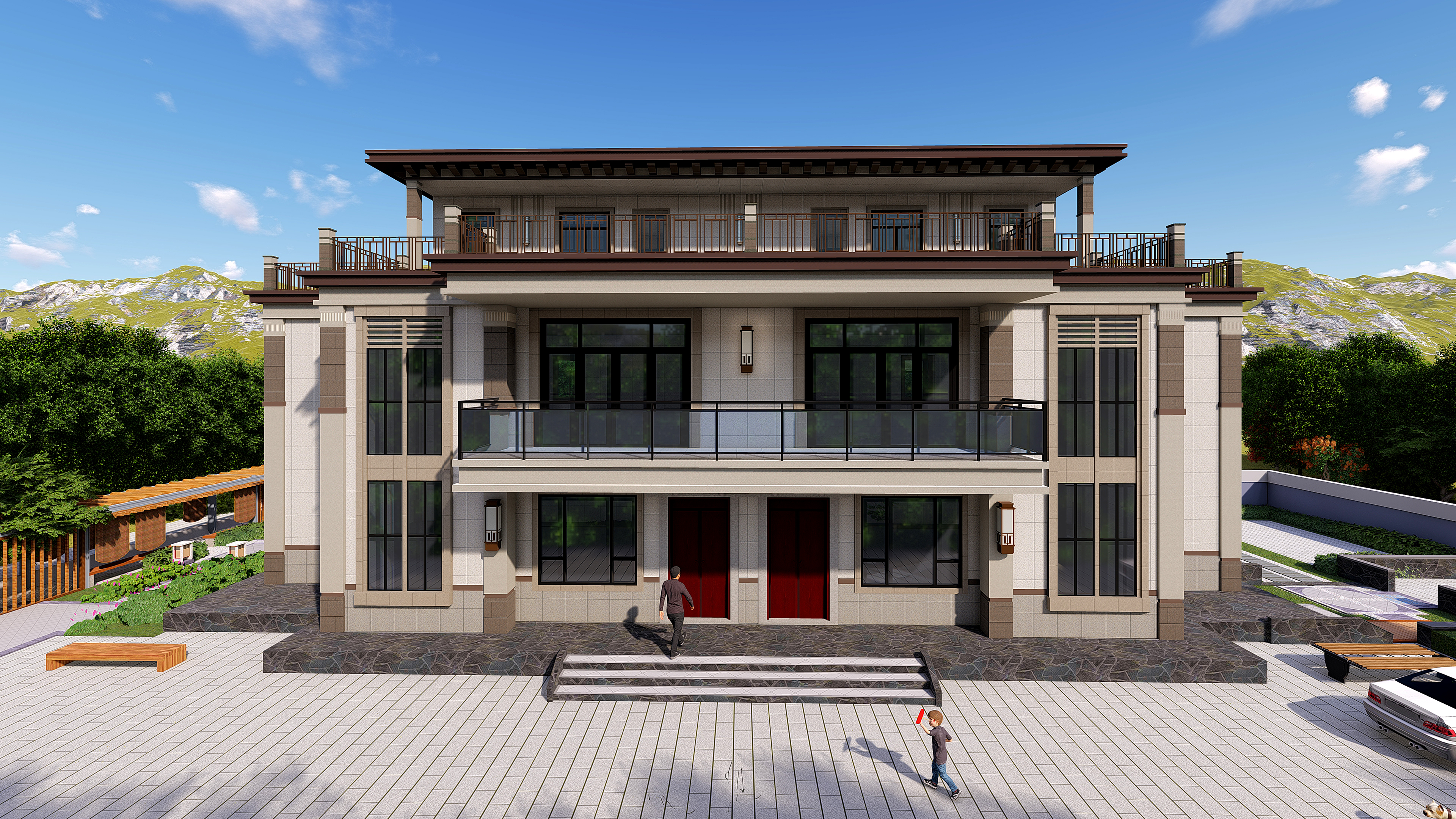 新中式别墅外观设计丨中国广州丨丰云设计工作室-3