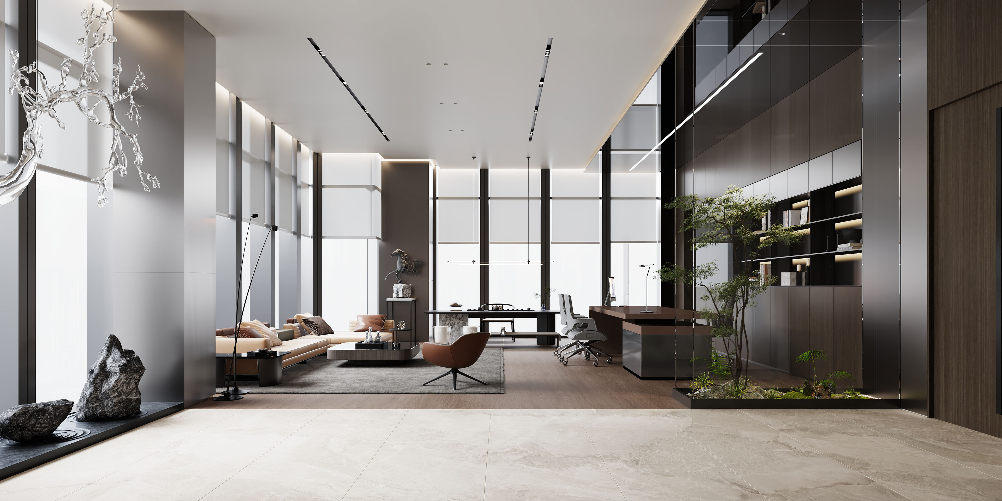 现代极简办公室丨中国广州丨壹山方圆-11