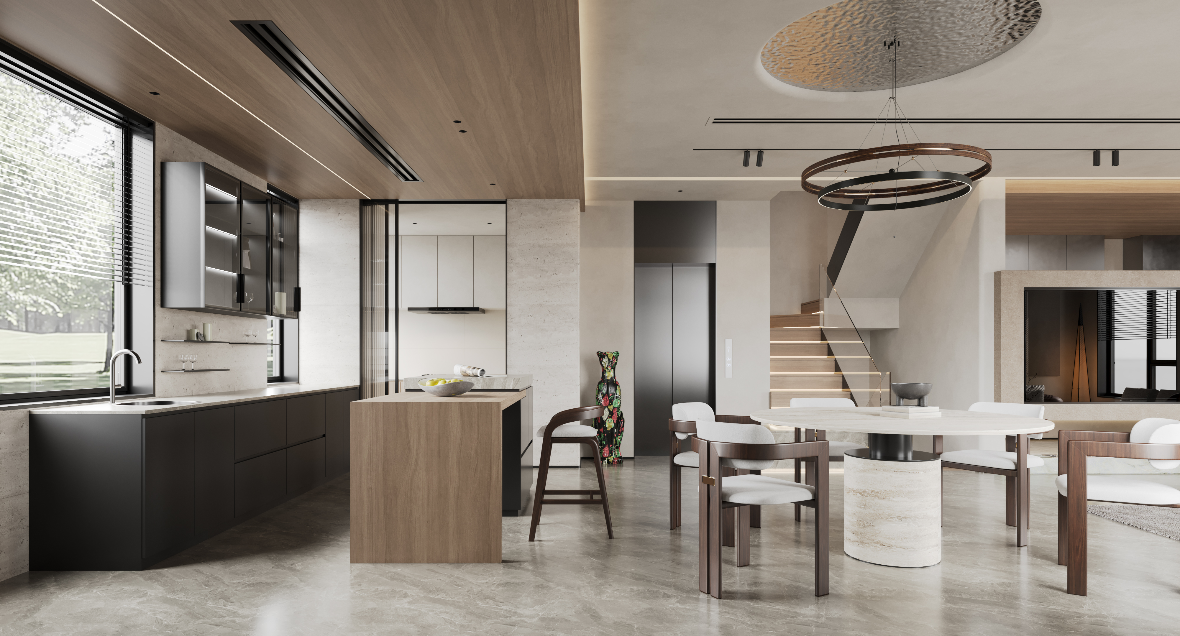 杭州别墅项目-学成府400方现代侘寂风丨中国杭州丨名震设计团队-14