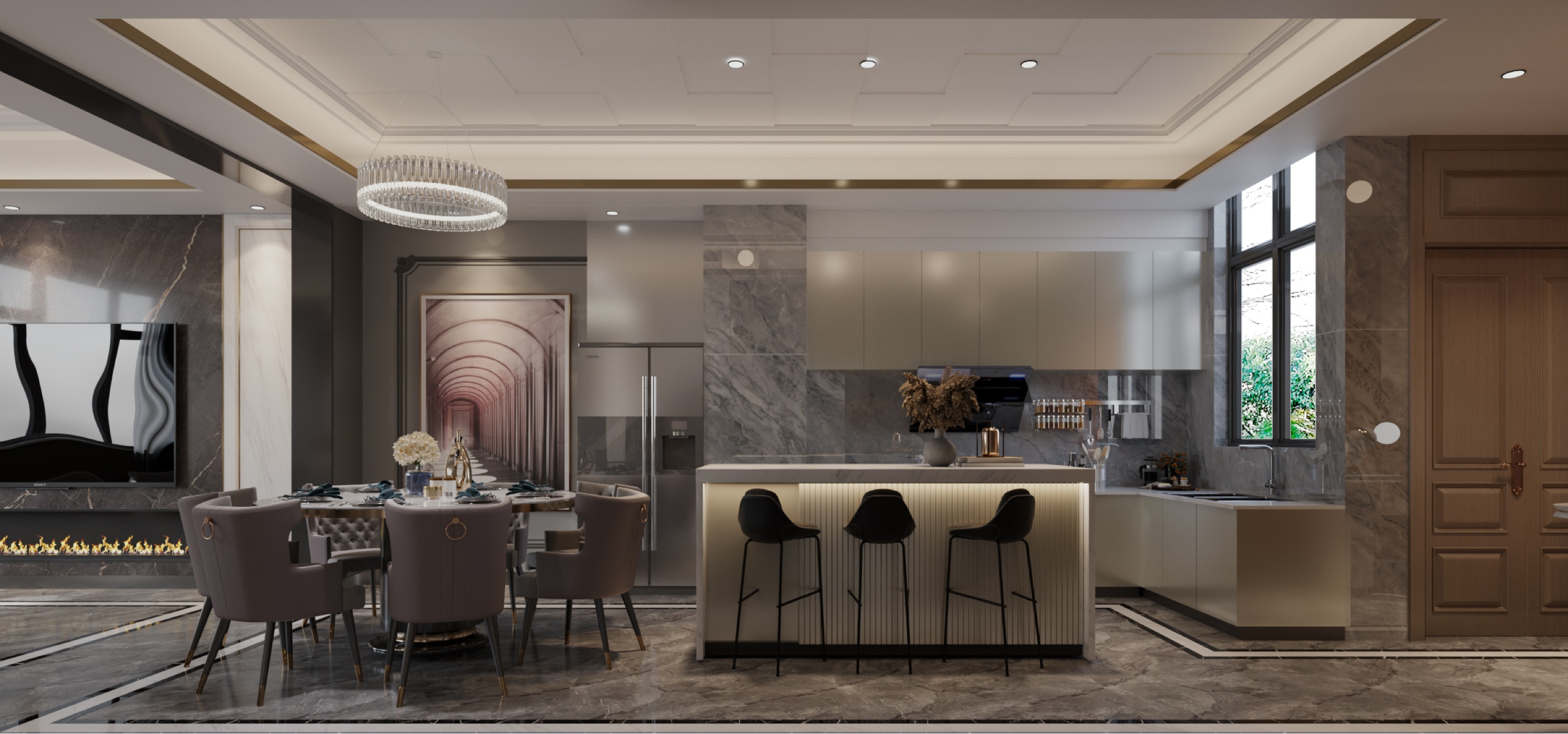 美的顺城府450㎡意式轻奢丨中国昆明丨文木设计事务所-2