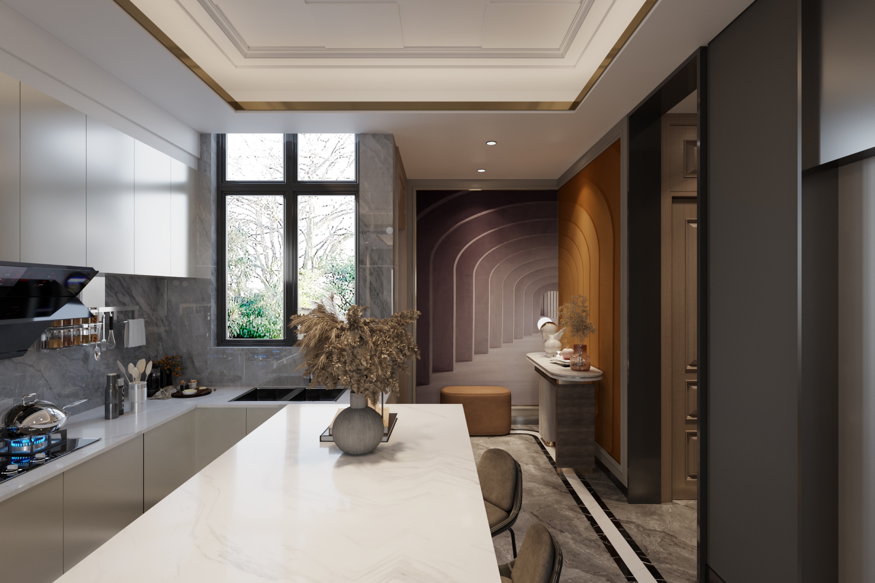 美的顺城府450㎡意式轻奢丨中国昆明丨文木设计事务所-4