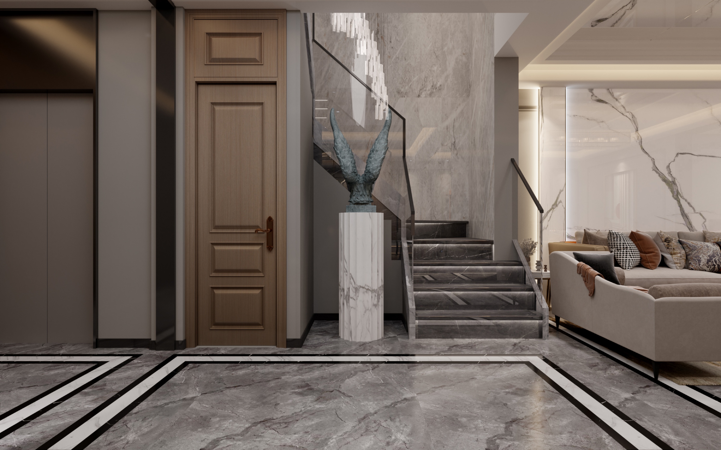 美的顺城府450㎡意式轻奢丨中国昆明丨文木设计事务所-13