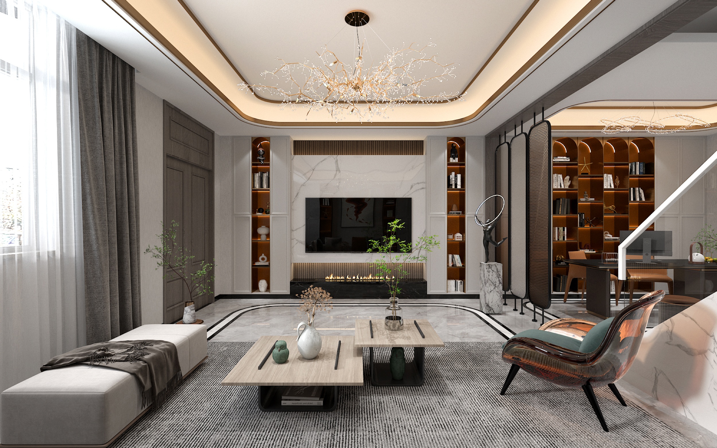 美的顺城府520㎡意式轻奢丨中国昆明丨文木设计事务所-1