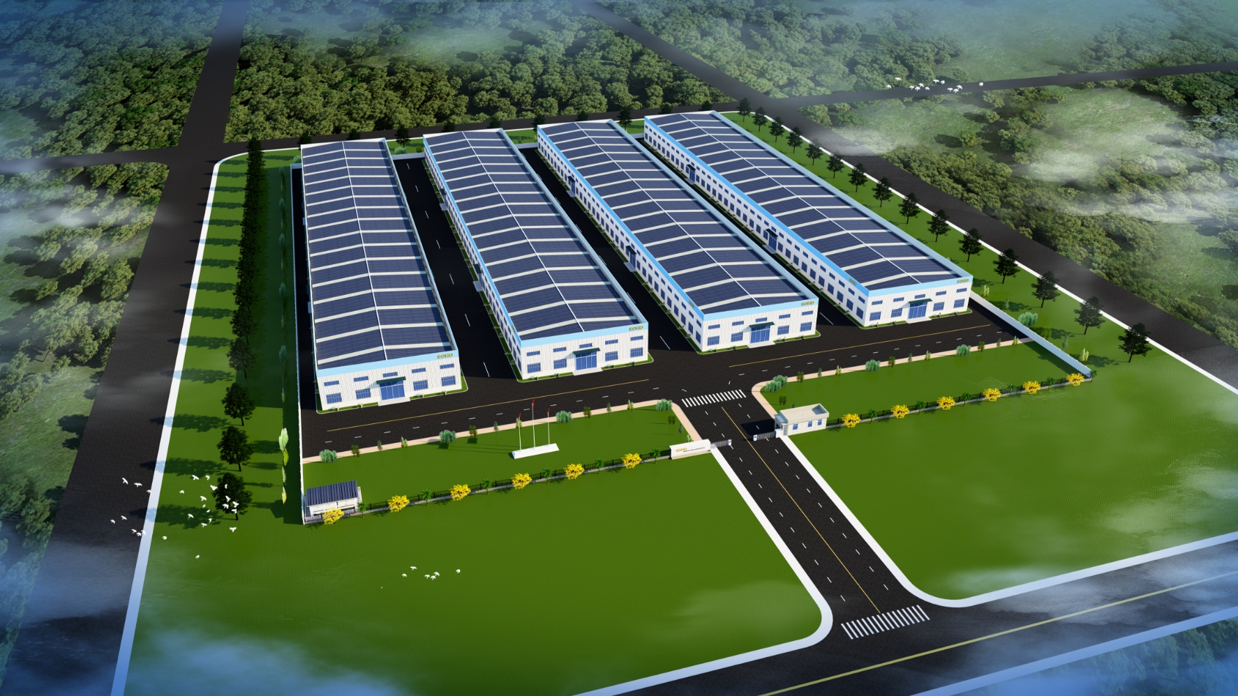 科技新型材料仓储工厂鸟瞰图规划丨中国北京丨鲁临策展联合-0