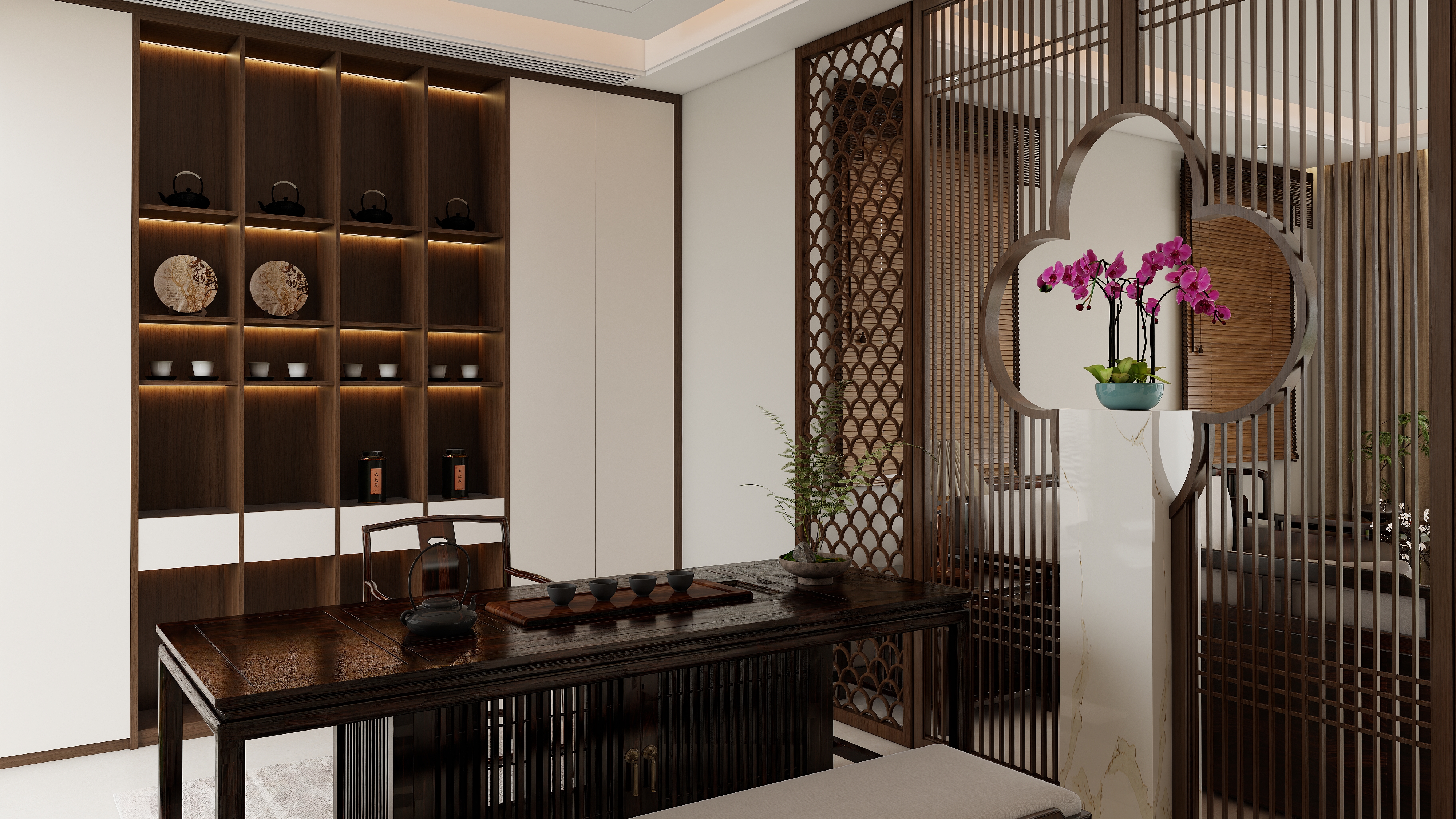 江南里中式客厅丨中国海南藏族自治州丨林林设计-4