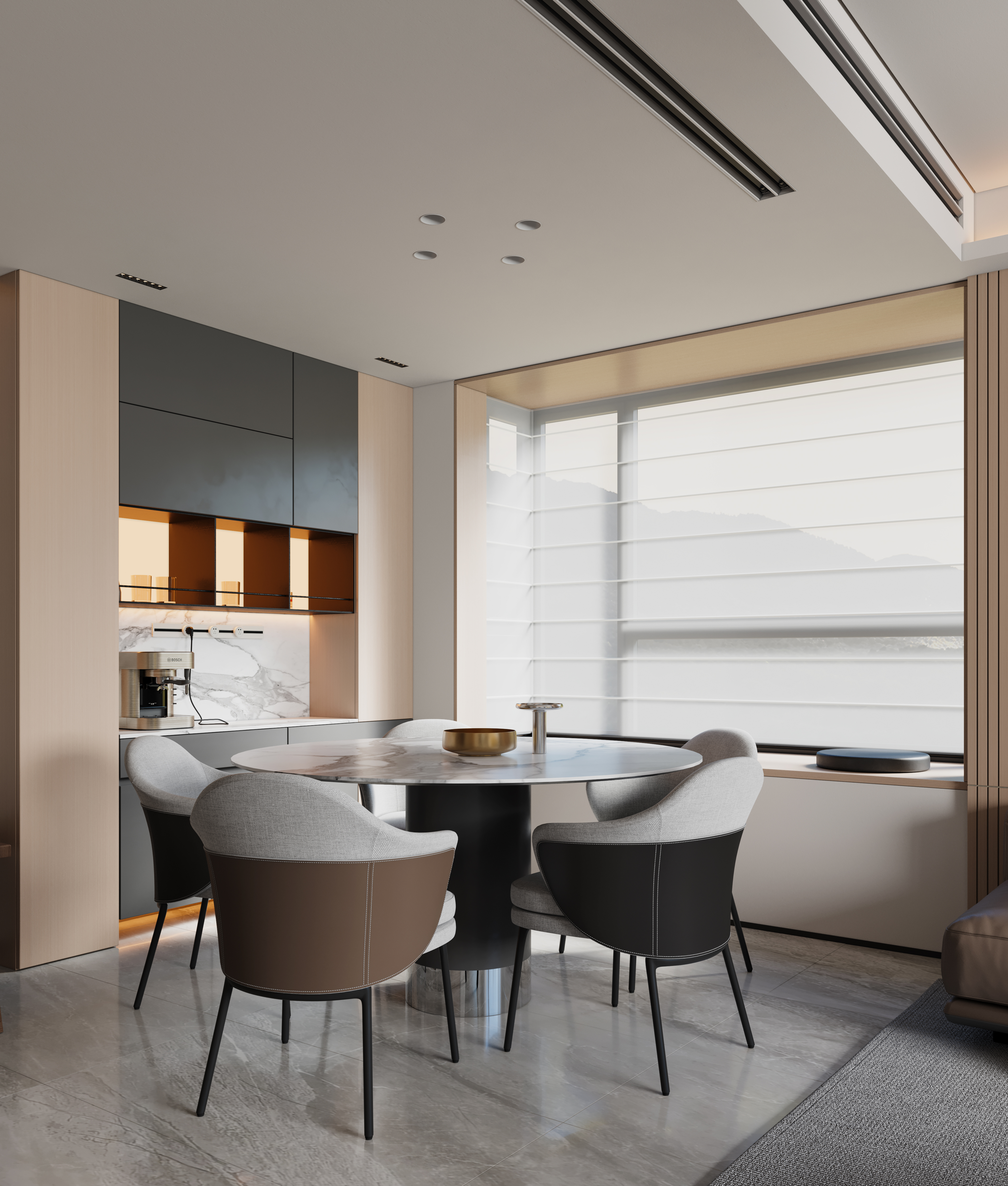 140㎡极简家全案解析：从客厅到玄关的材质对话与空间联动丨中国北京丨也无风雨-2