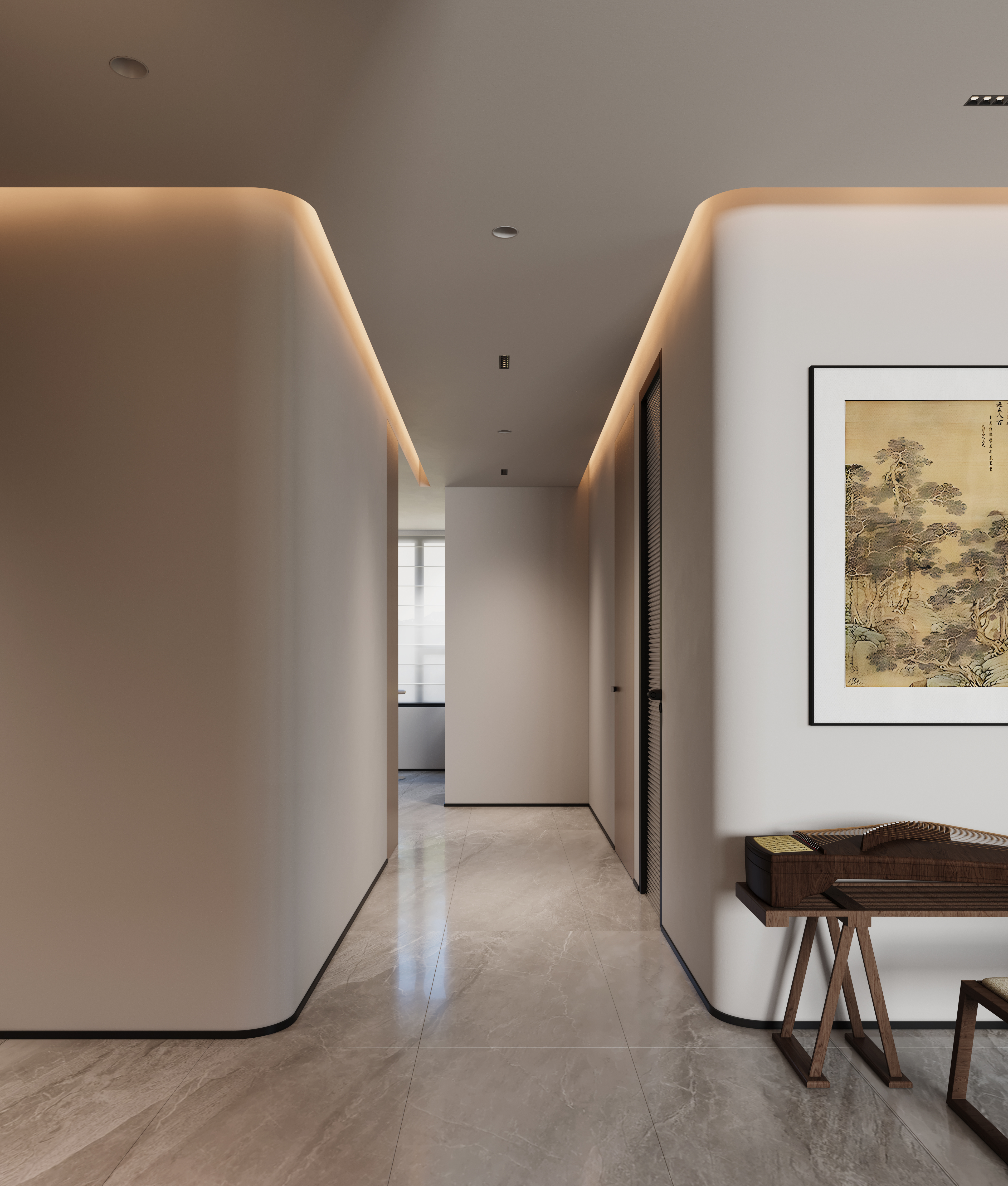 140㎡极简家全案解析：从客厅到玄关的材质对话与空间联动丨中国北京丨也无风雨-3