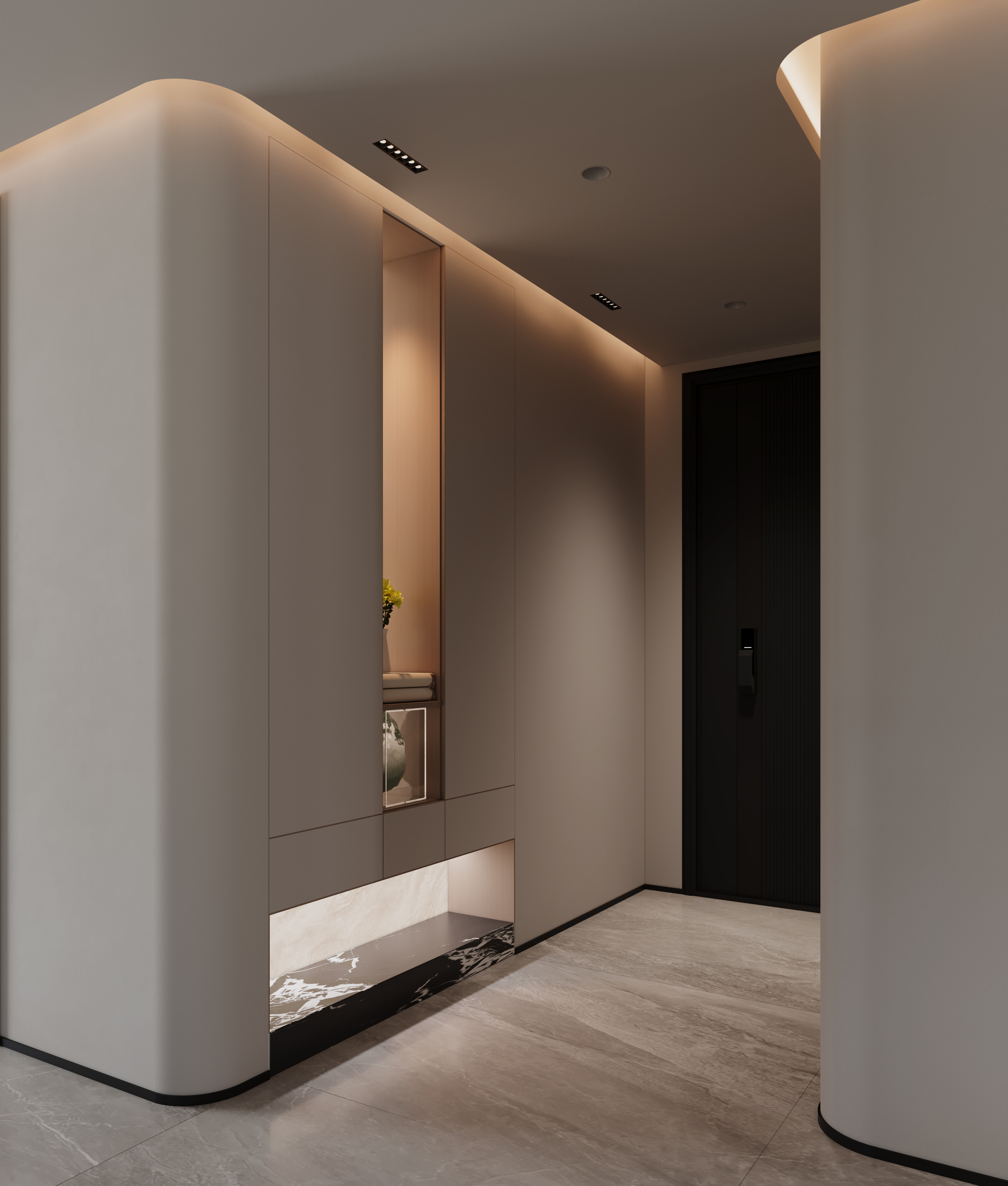 140㎡极简家全案解析：从客厅到玄关的材质对话与空间联动丨中国北京丨也无风雨-4