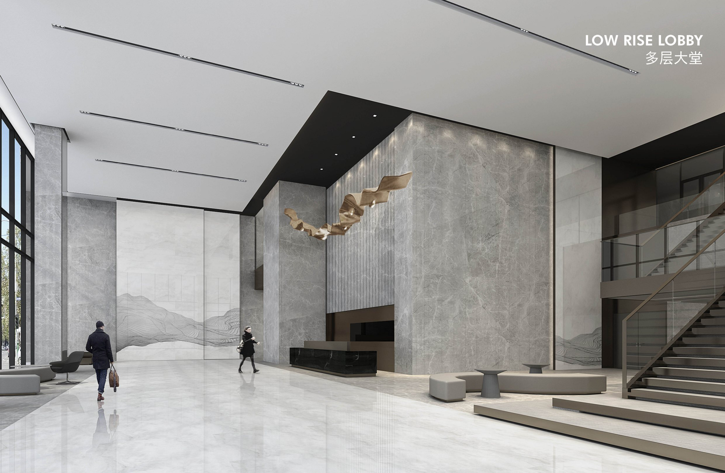 某大楼大厅公区设计丨中国杭州丨设计师-4