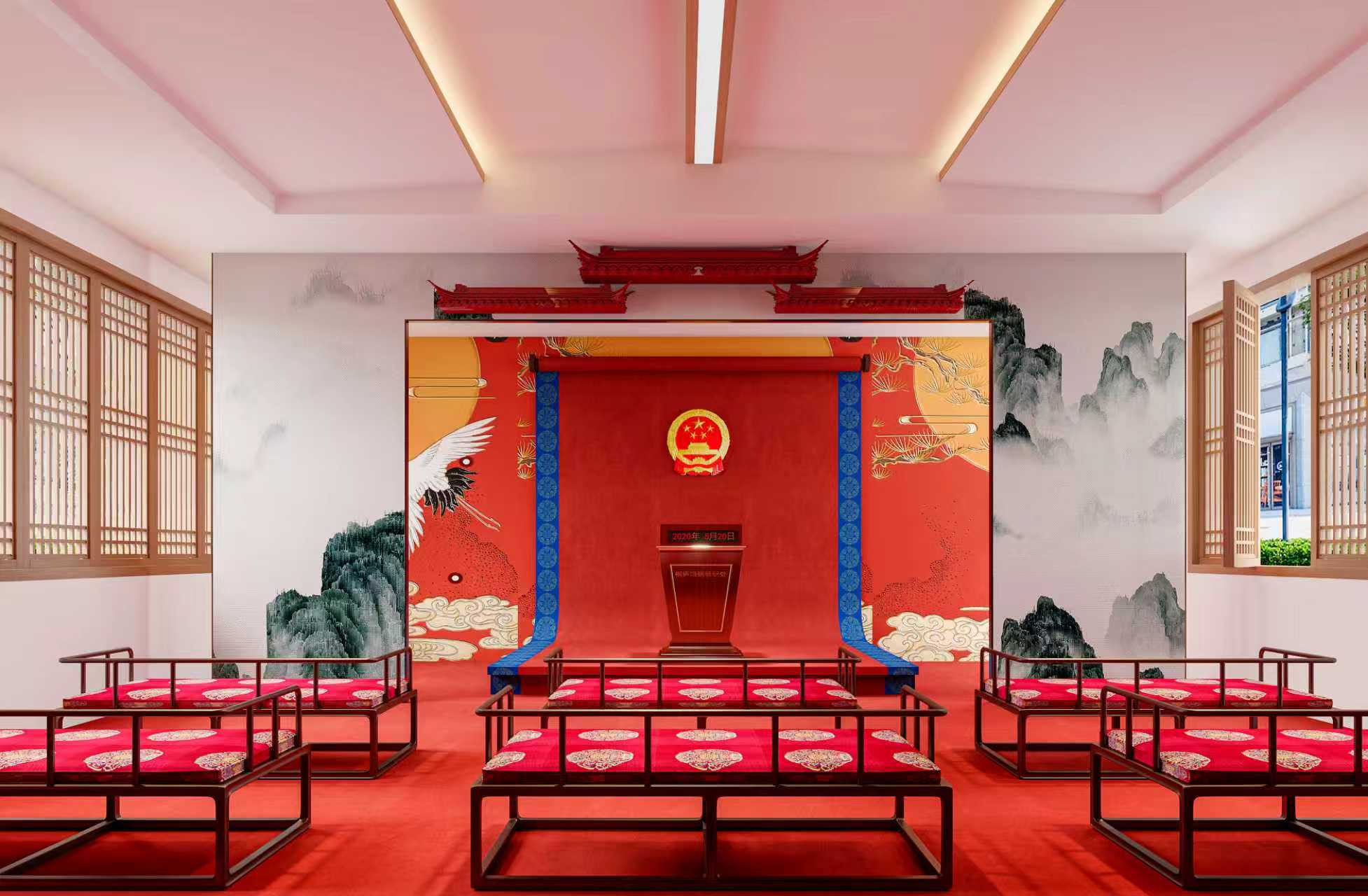 结婚登记处打卡布景丨中国合肥丨原岂设计-0