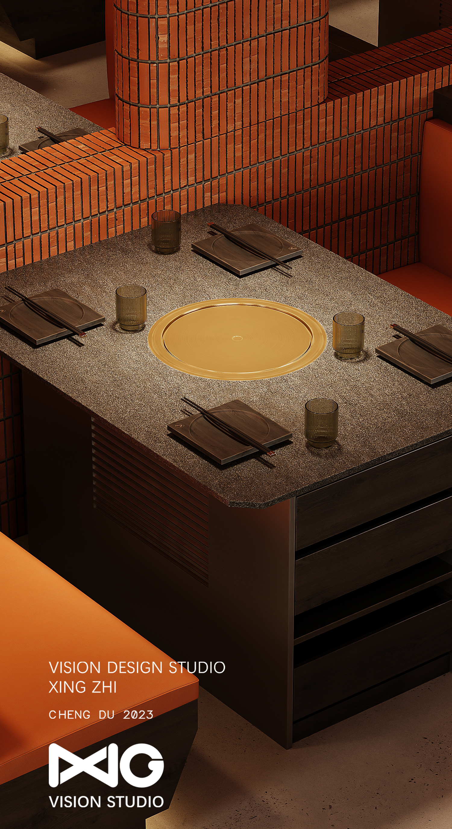 火焰炙烤肉餐饮商业空间表现丨行之表现工作室-23