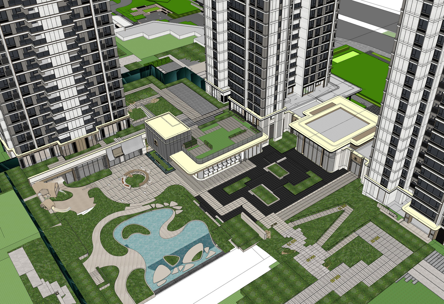 成都金茂晓棠海派示范区景观SU模型-5