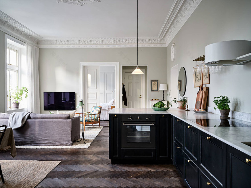 哥德堡 76 平米开放式公寓 | 现代与古典的完美结合-15