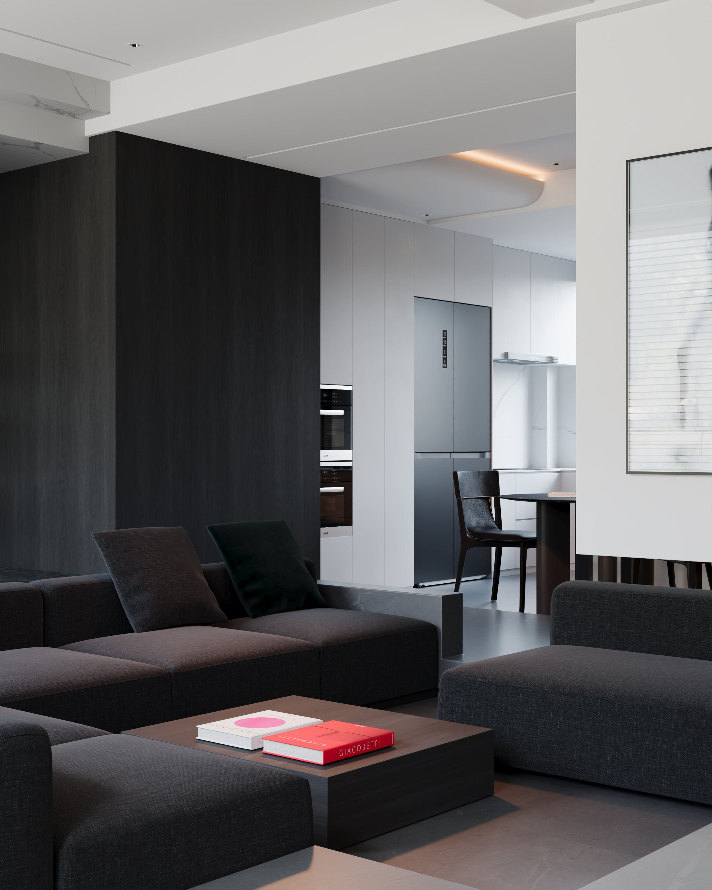 黑白灰现代客餐厅案例-18