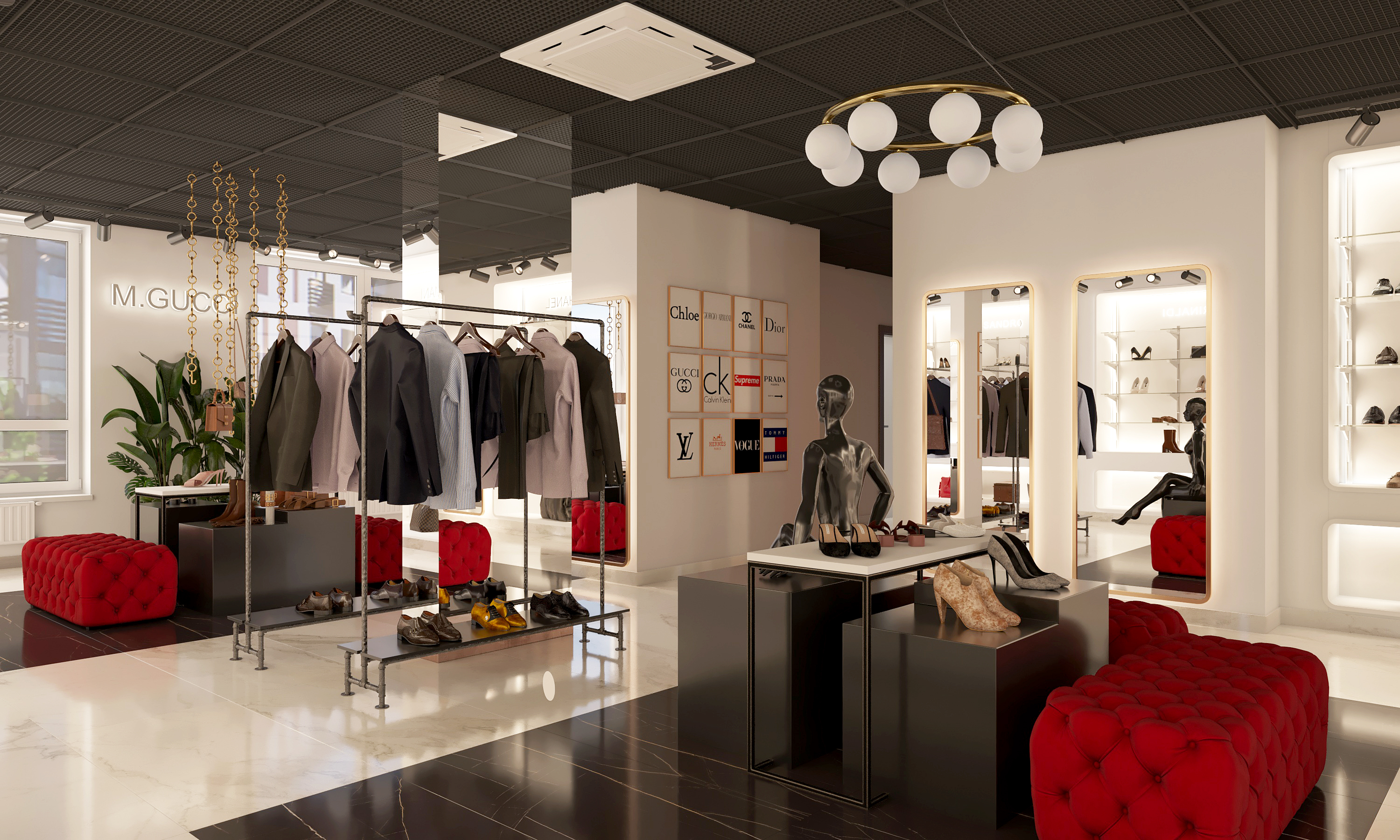 Interior design of a shoe store, bags and accessories-7