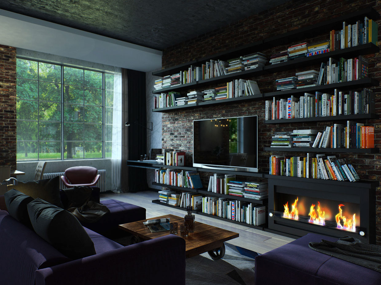 极简小户型公寓紫色配色设计-10