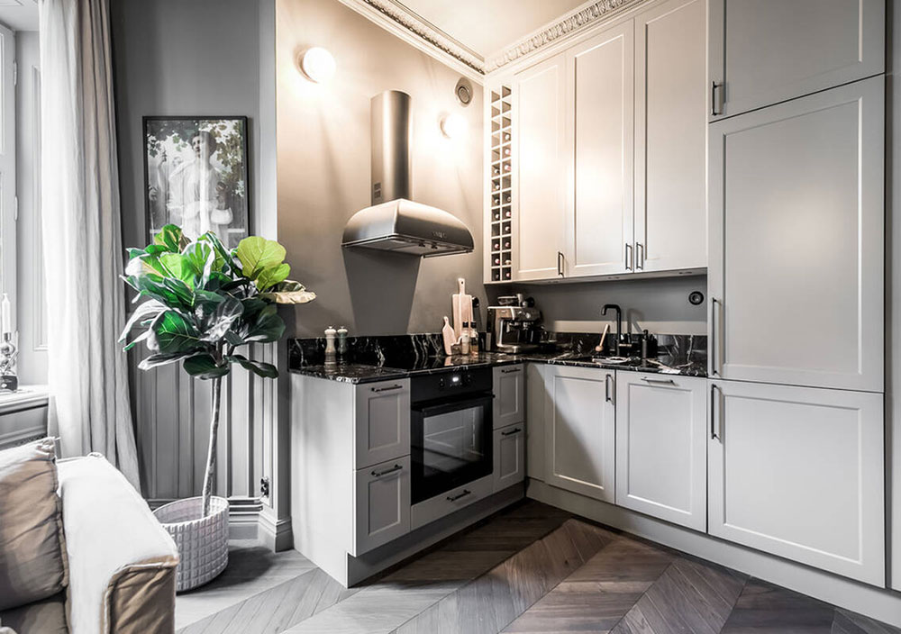 斯德哥尔摩时尚灰调小公寓,巧妙利用走道设计-12