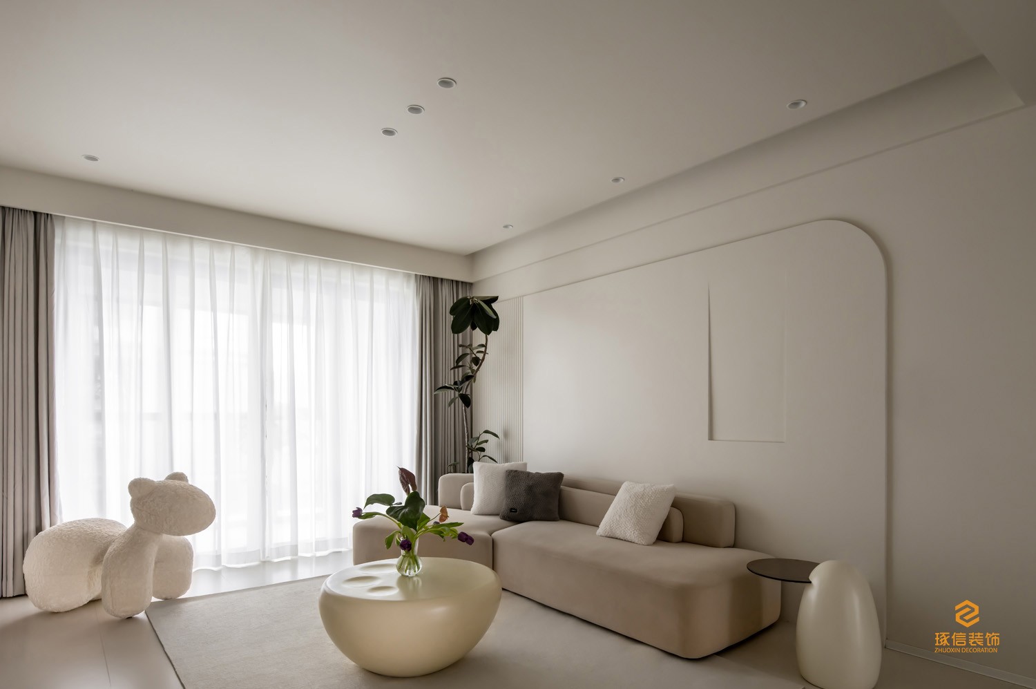 奶油混搭风家居设计丨琢信装饰-0