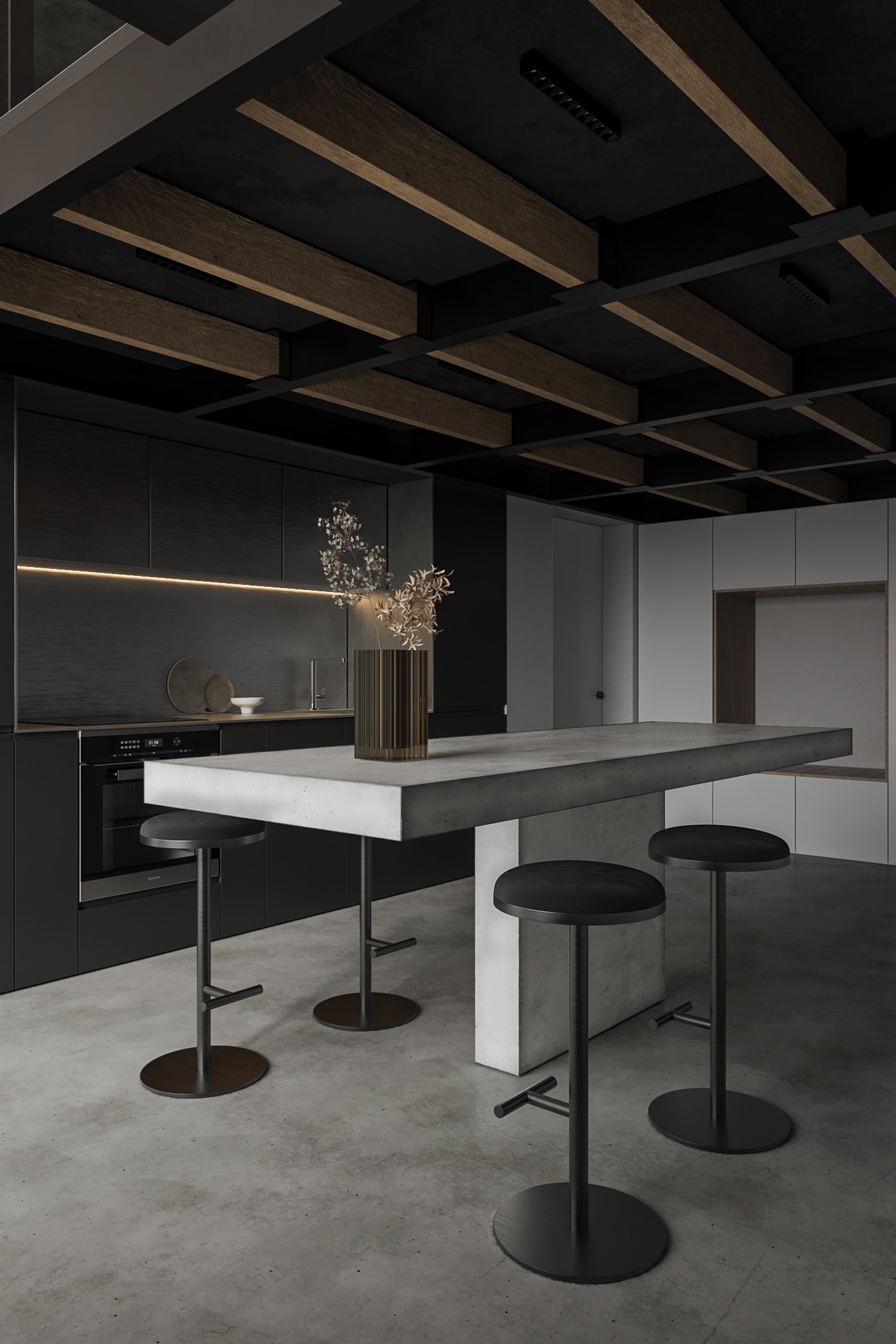 100㎡黑色系住宅设计 超有质感！-6