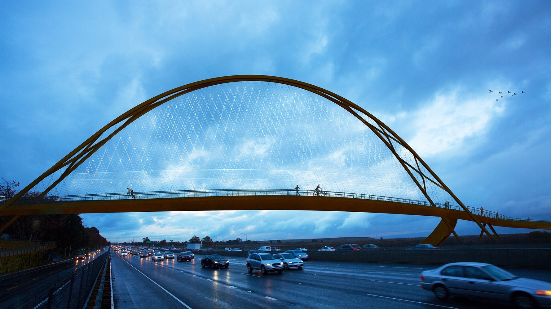 帕洛阿尔托的新 Adobe 溪行人和自行车桥-20