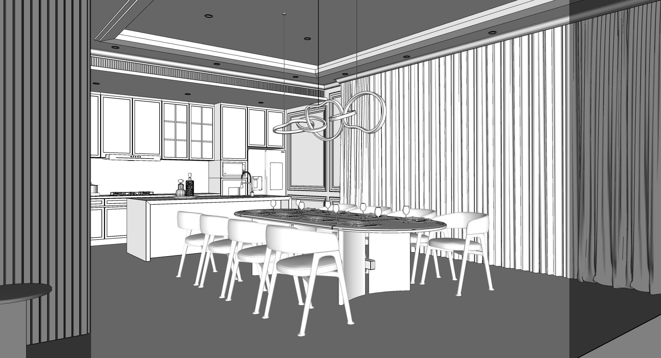 Modern classic kitchen & living design-8