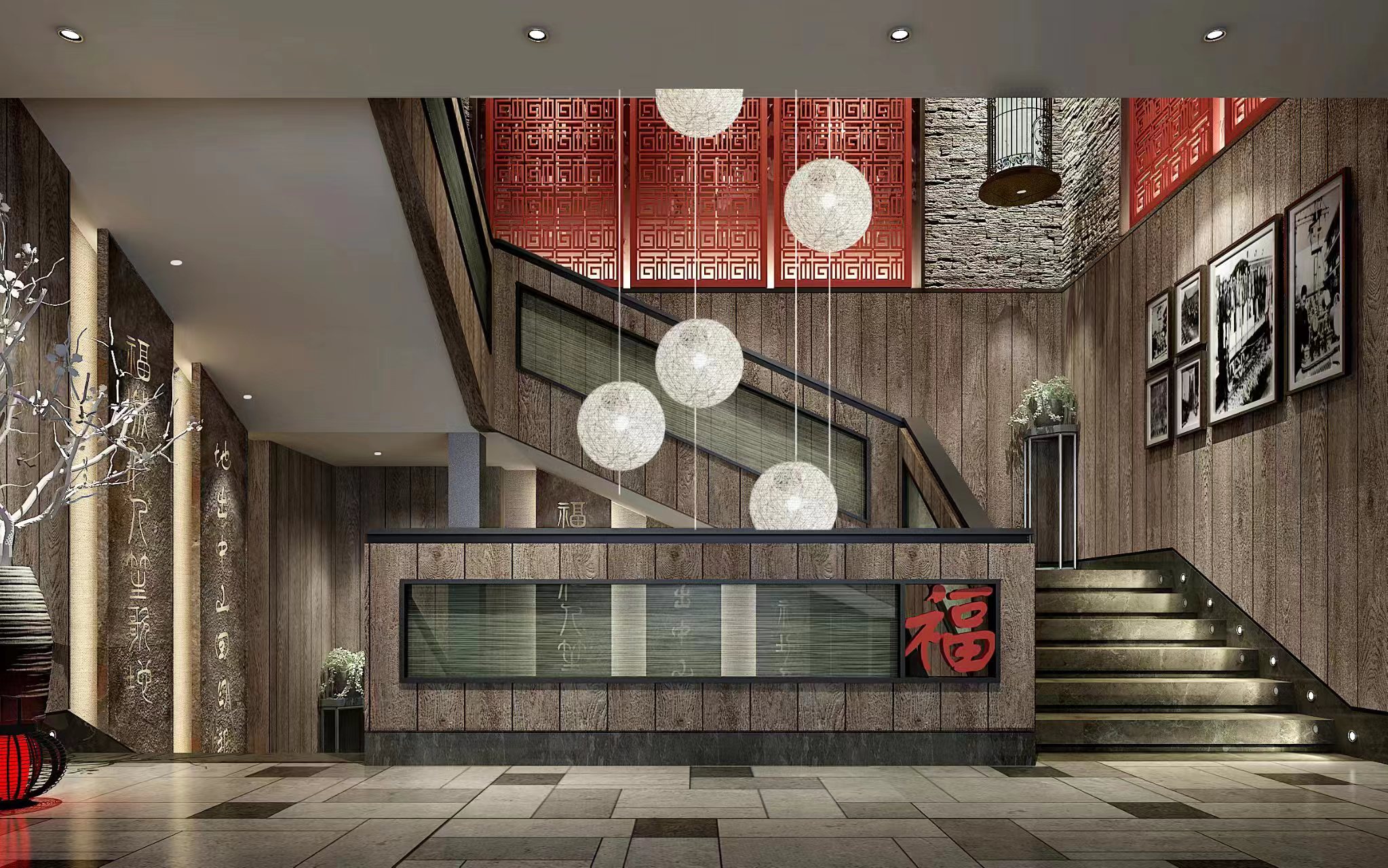 中式餐厅效果图-15