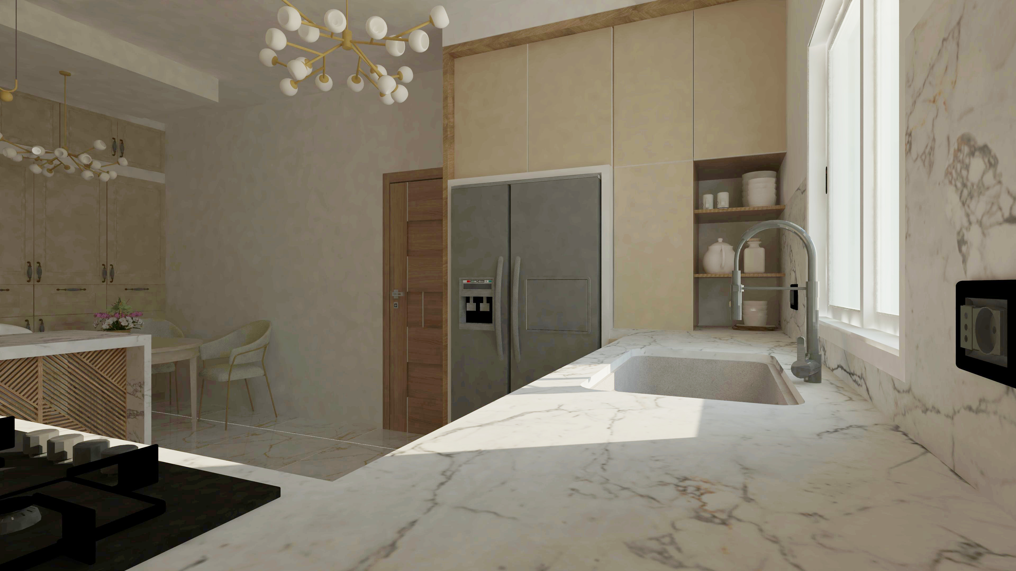 带时尚座位的厨房创意丨Fadoua.oua-5