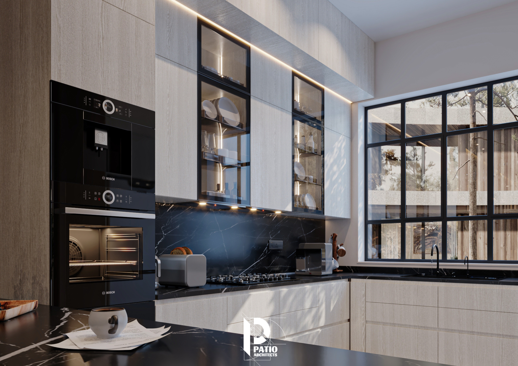 现代起居,餐厅与厨房室内设计丨沙特阿拉伯利雅得丨Patio Architects L.L.C-15