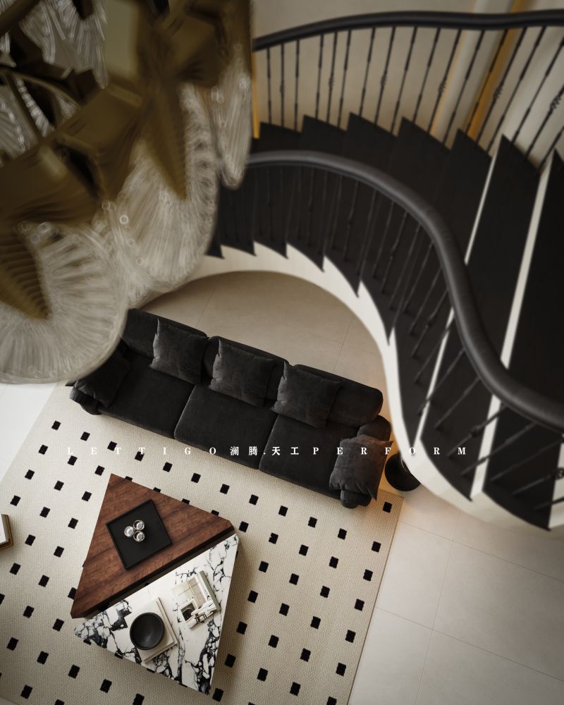 奶油法式挑空客厅+好多特写-1