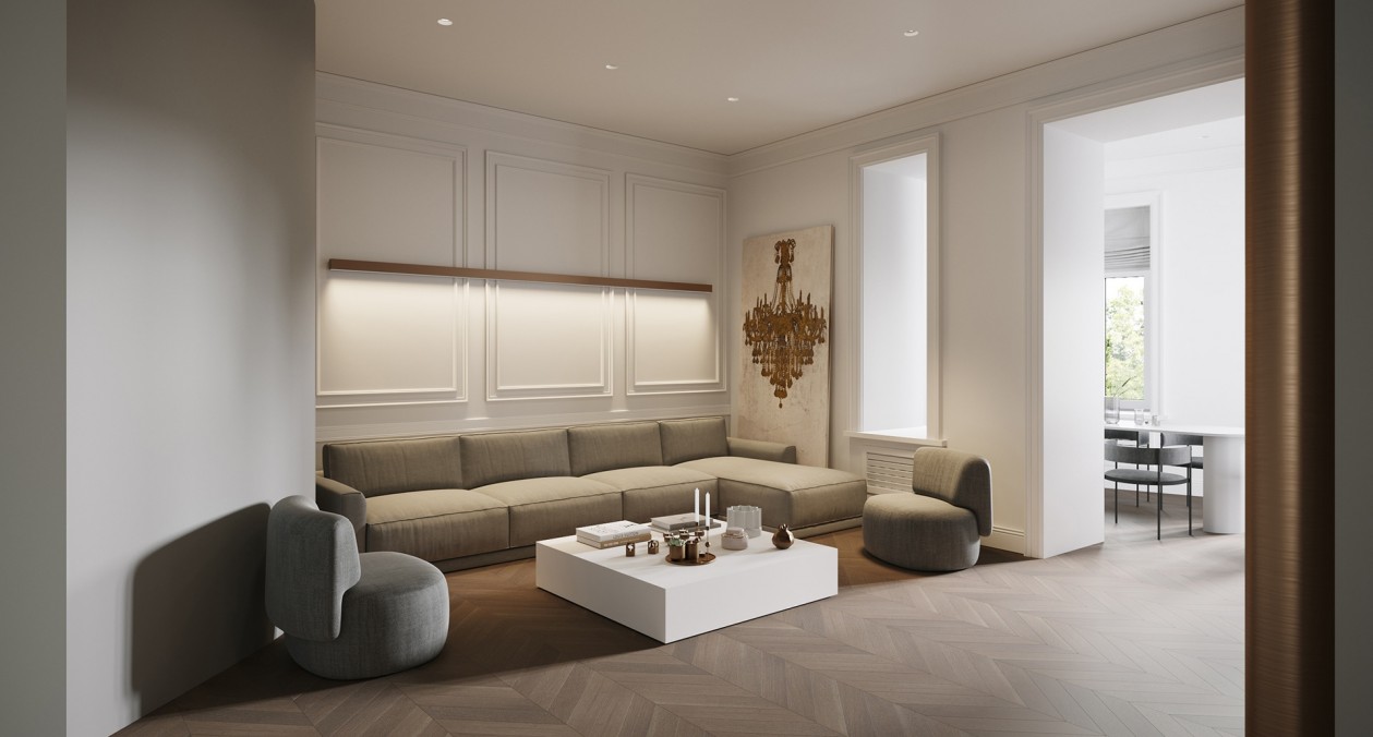 金色+象牙白，明亮舒适的现代感公寓-2