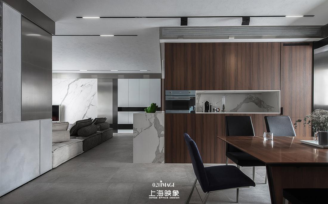 极简黑白灰,不锈钢与岩板的完美融合丨河马装饰-3