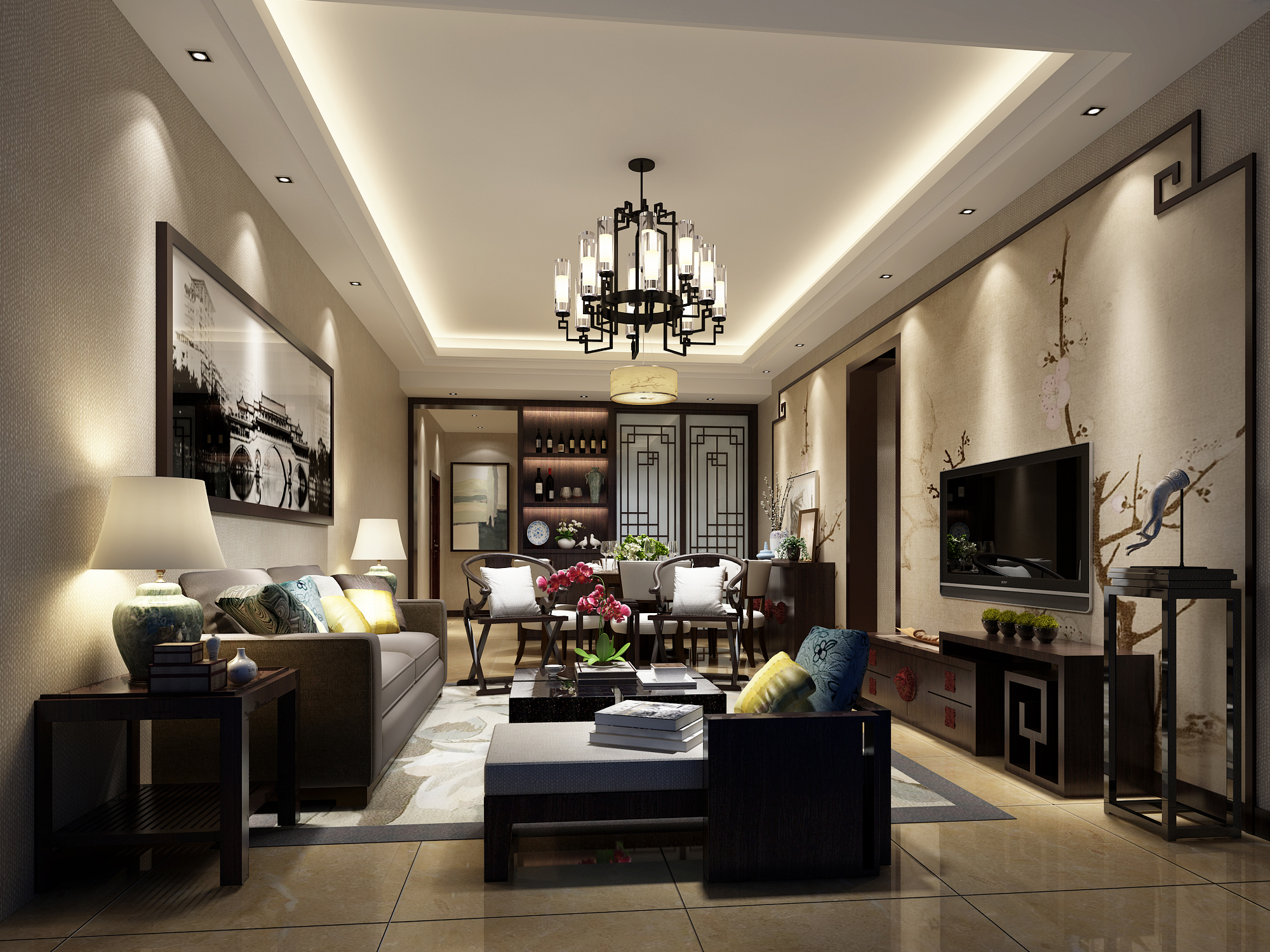 新中式 中式古典 奢华家装别墅样板房-6-10