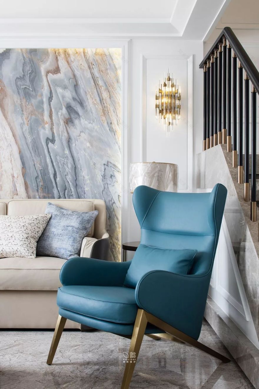 《沁绿》现代美式空间,温馨地中海蓝-19