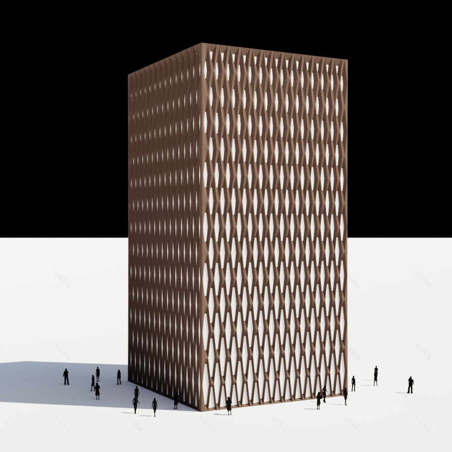 Hexagon Pattern Facade Tower Rhino Grasshopper-7