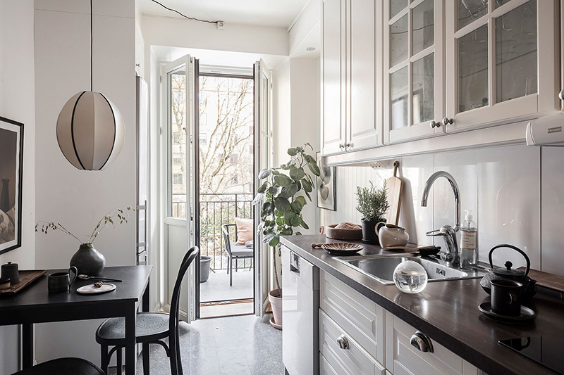 哥德堡 51 平米时尚公寓 | 灰墙砖厨、复古走廊，小空间大创意-22