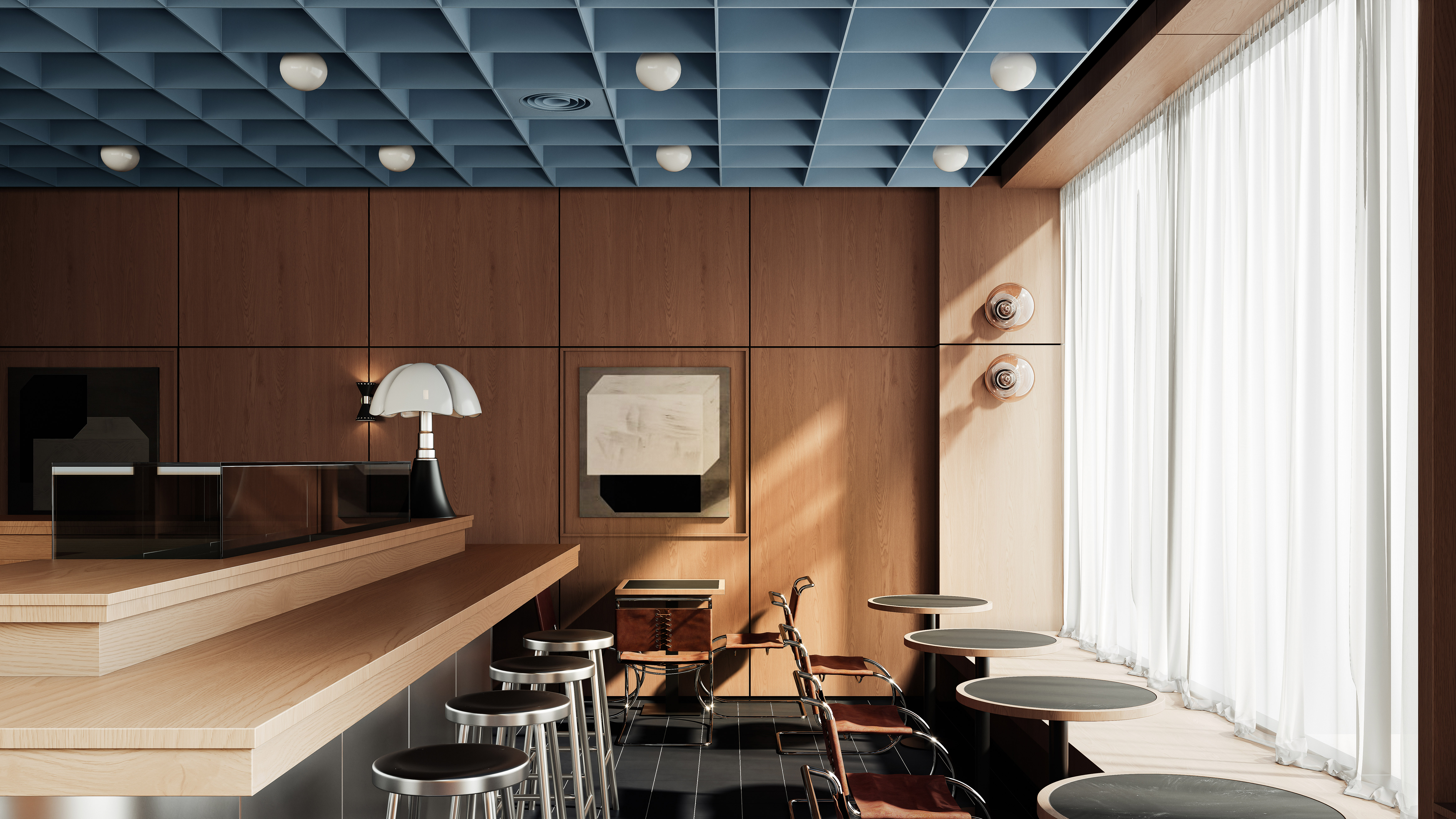 写实渲染 还原一家英式寿司店的室内氛围-9