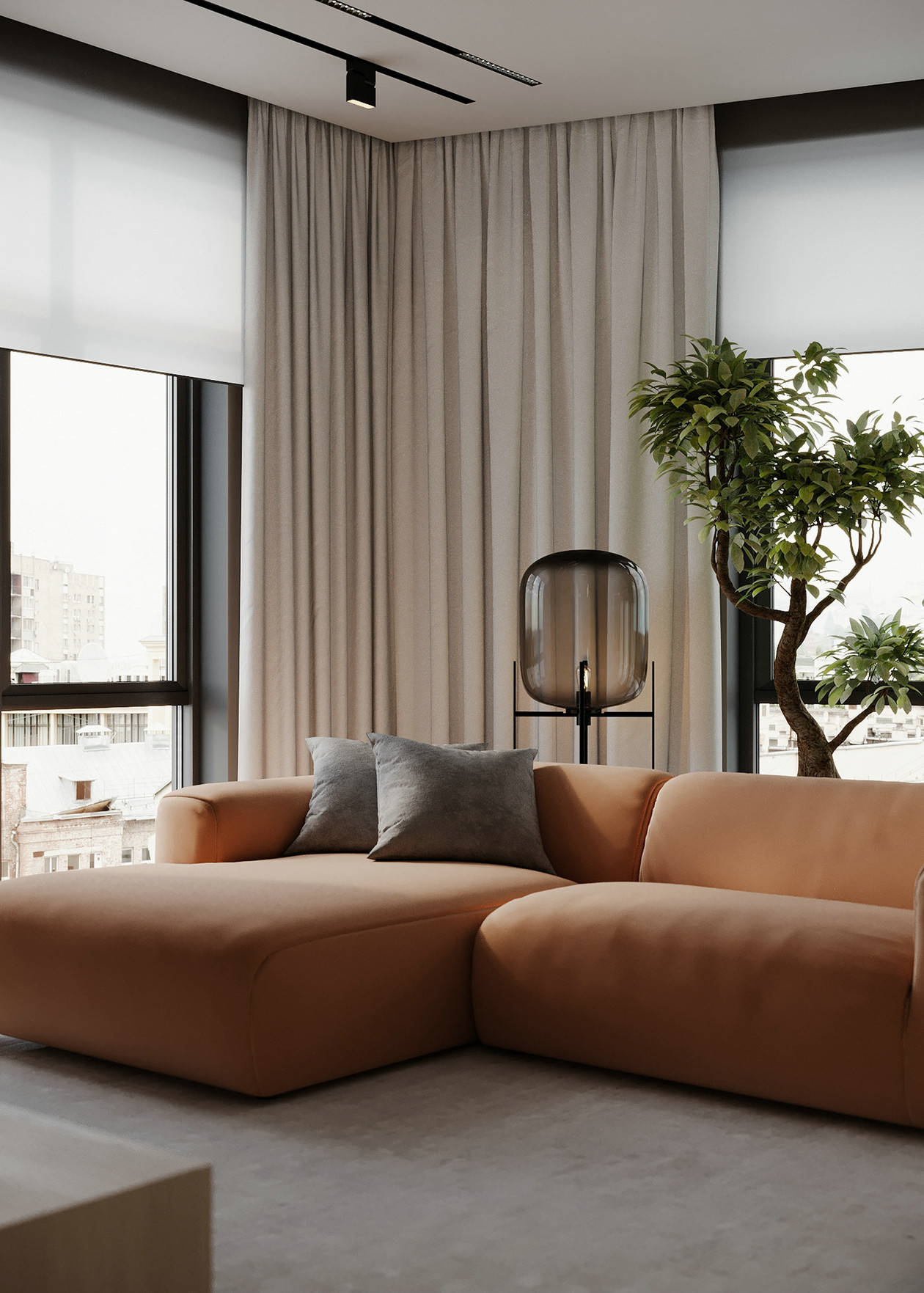 高级灰+橘色室内设计-4