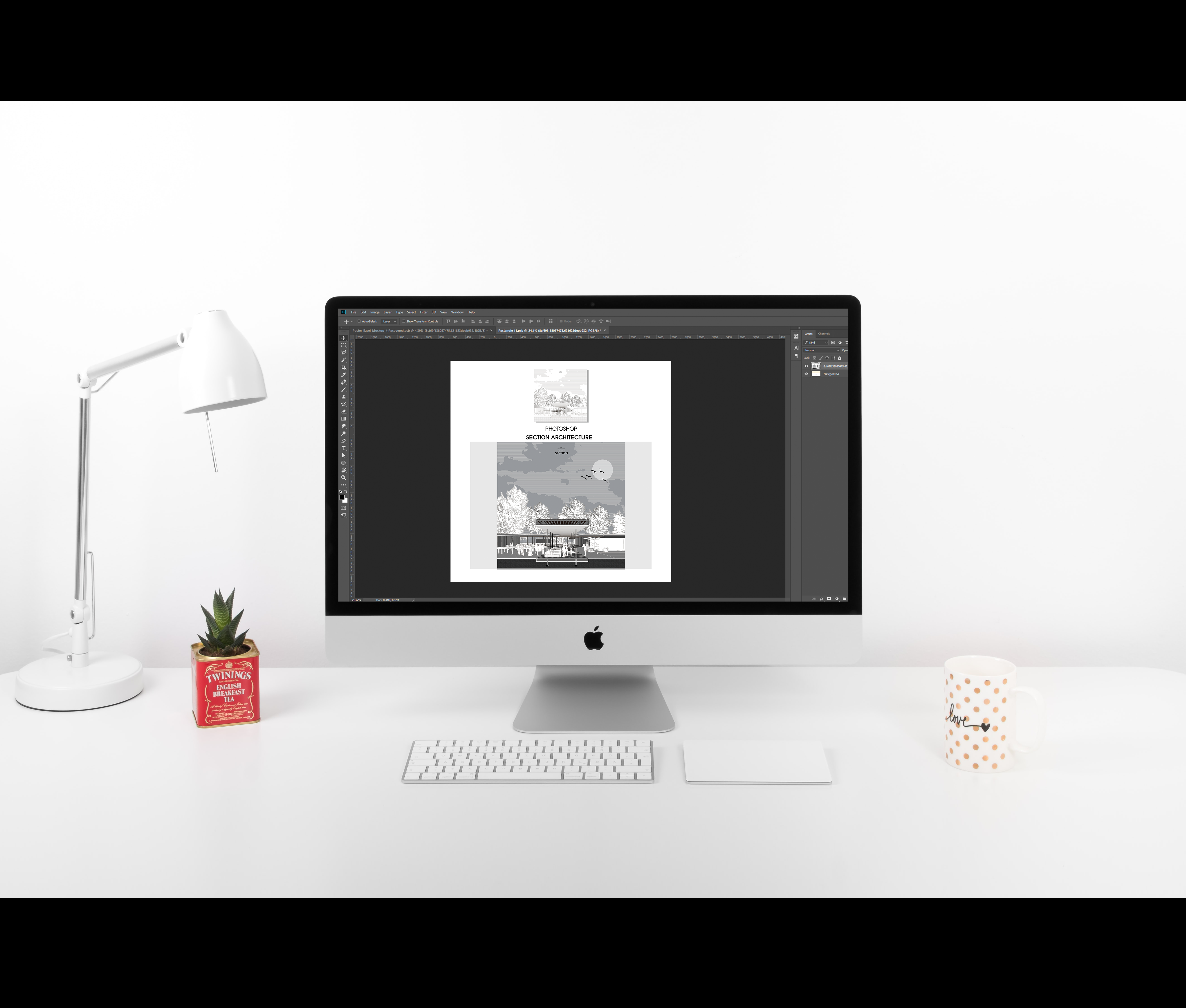 用色调表达意图的建筑剖面图项目-13