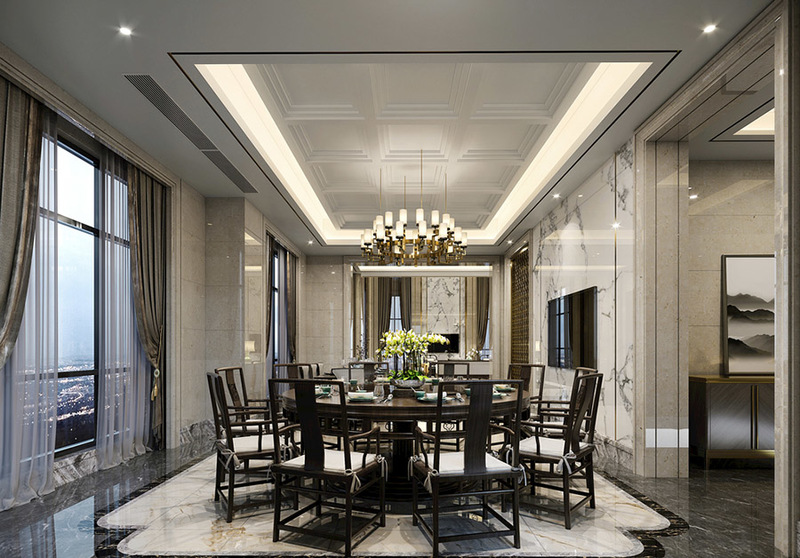 别墅中式风格室内装修设计案例效果图2-4