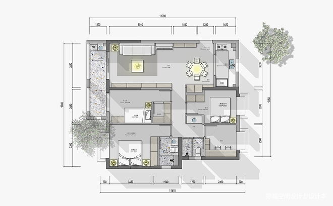 30万元四居及以上130平米装修案例-16