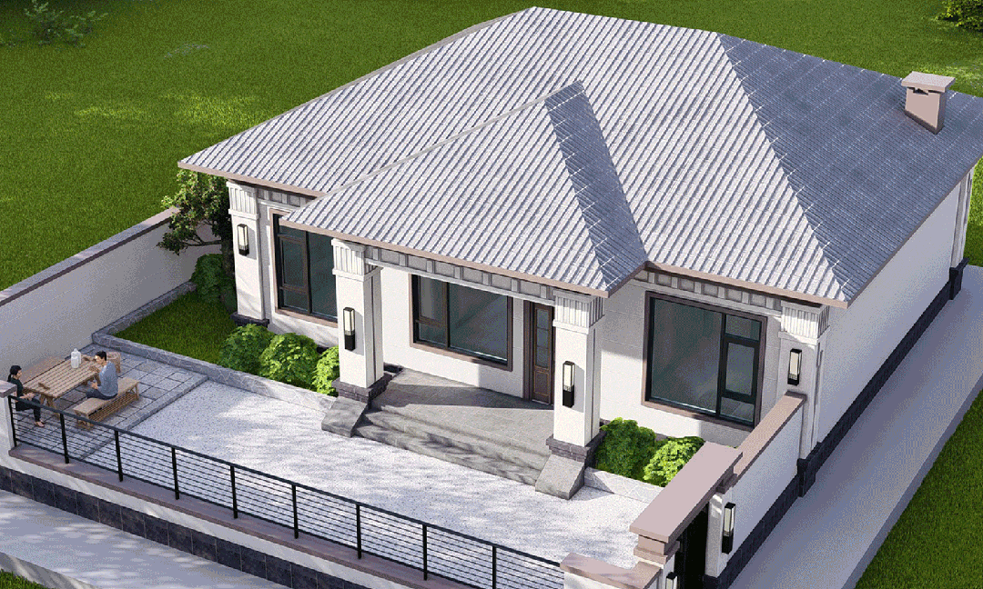 【设计师案例】土建参考造价30万,面宽12m×进深10m四川广元一层新中式别墅-1