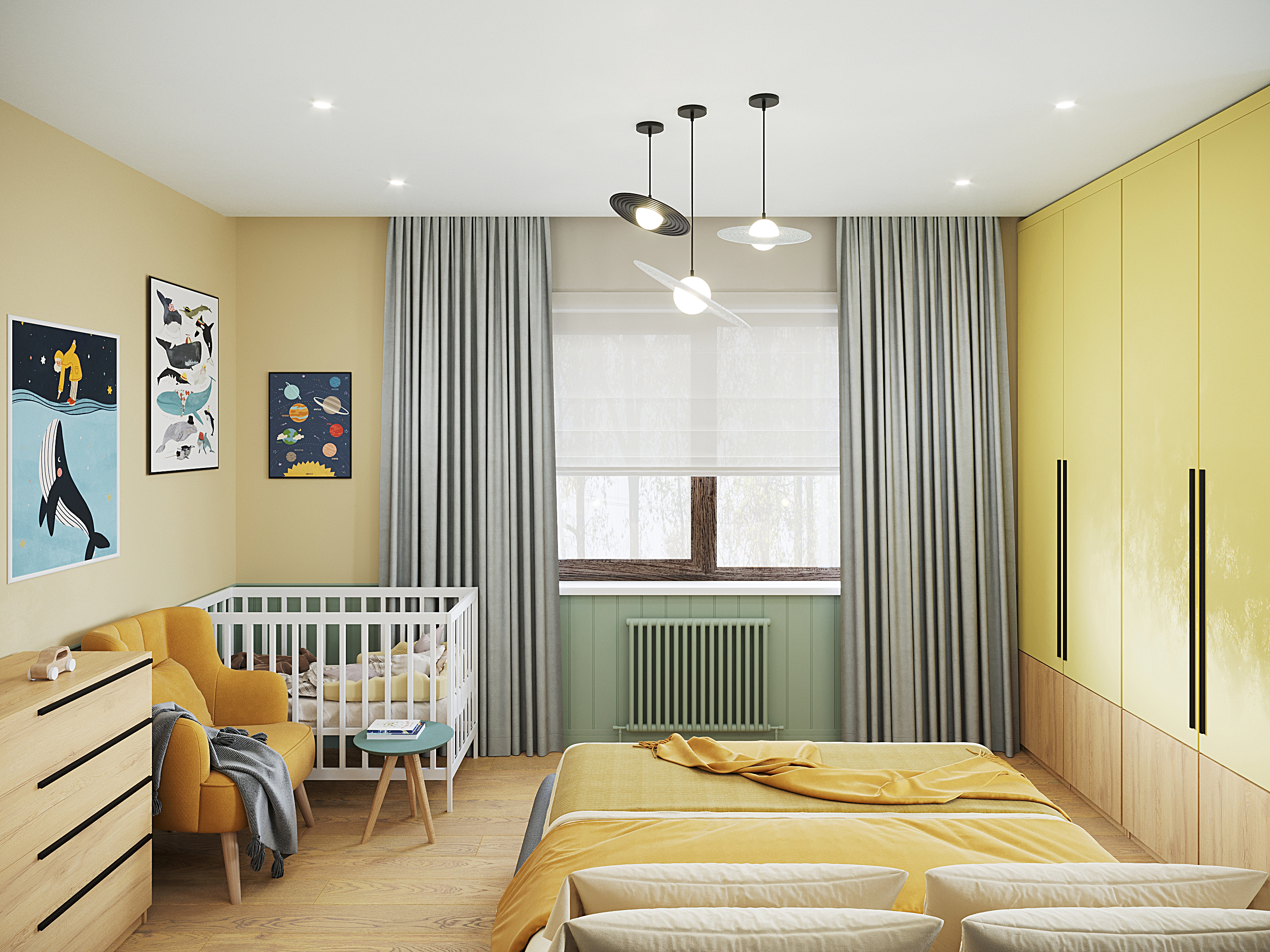 儿童房及儿童房与浴室室内设计项目丨Natalya Zolotova-9