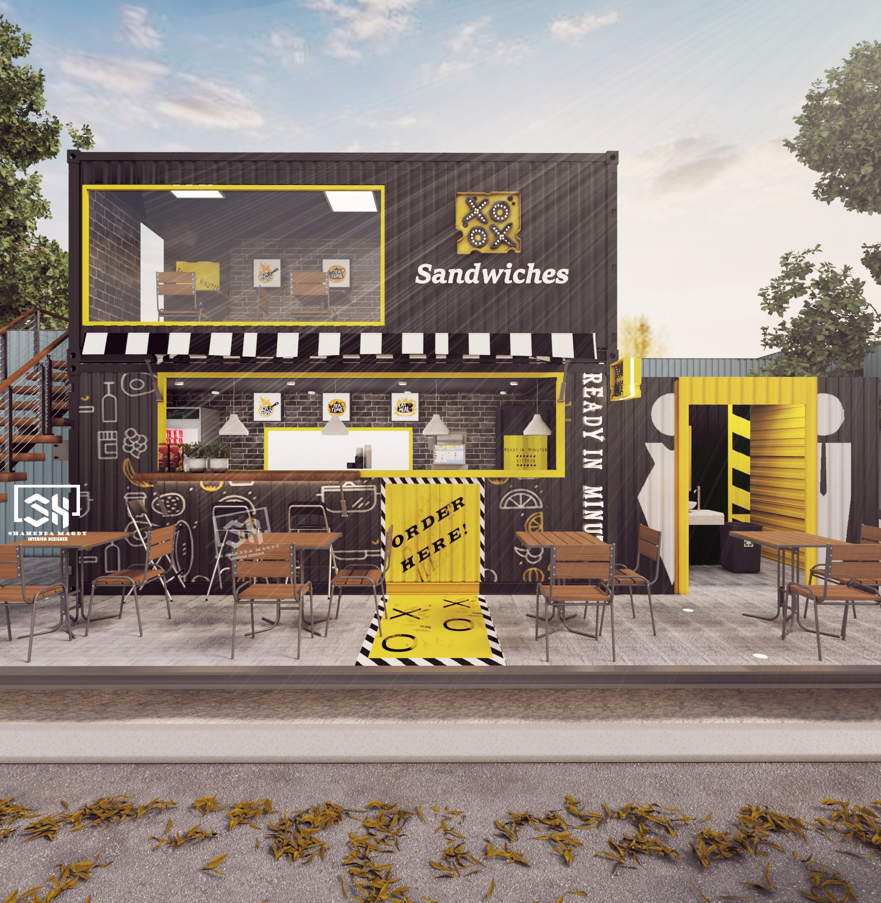 "XO" 快餐餐厅集装箱设计-2