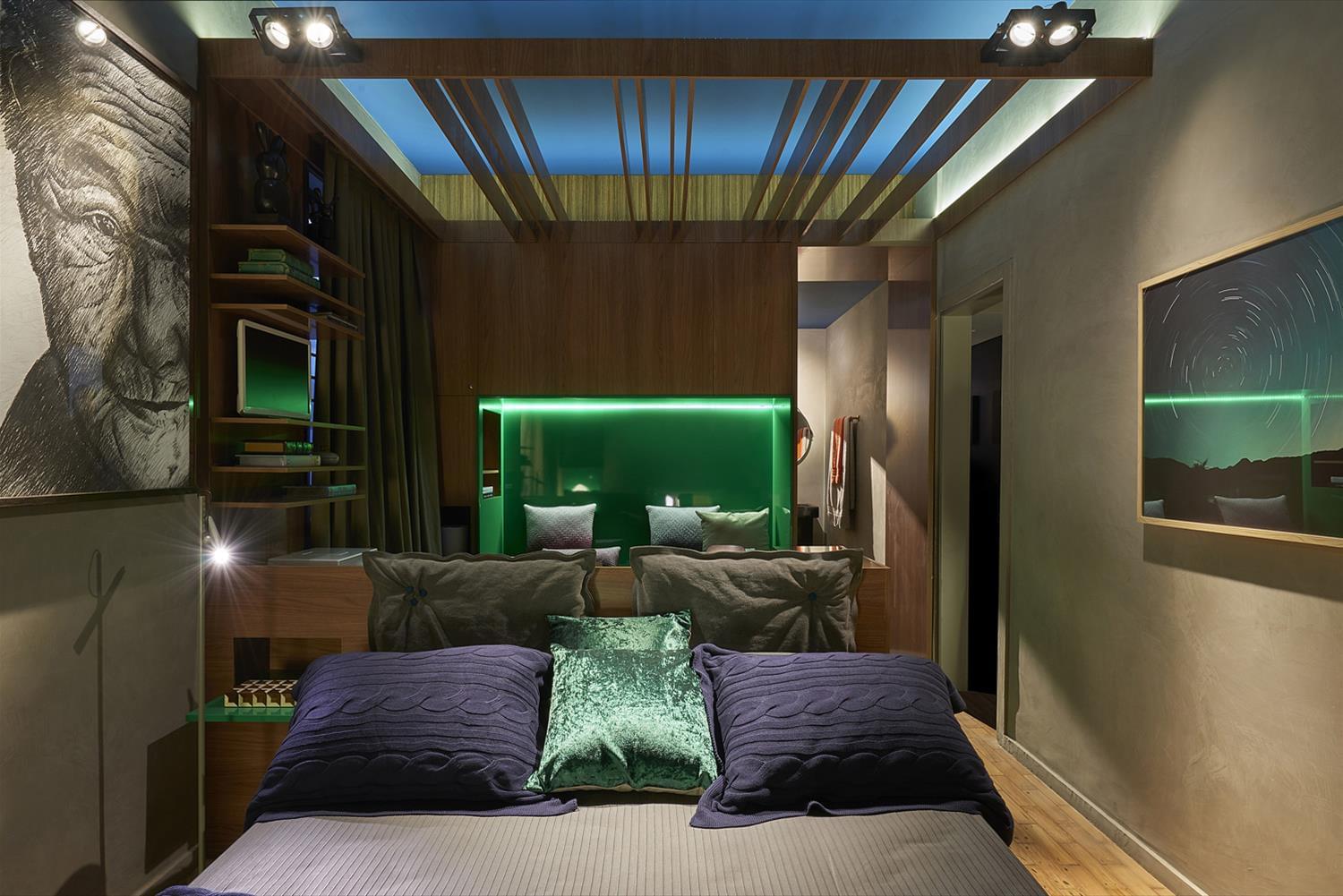 "巴西 Suíte Inverno Azul | 极简蓝色调的现代居家魅力"-2